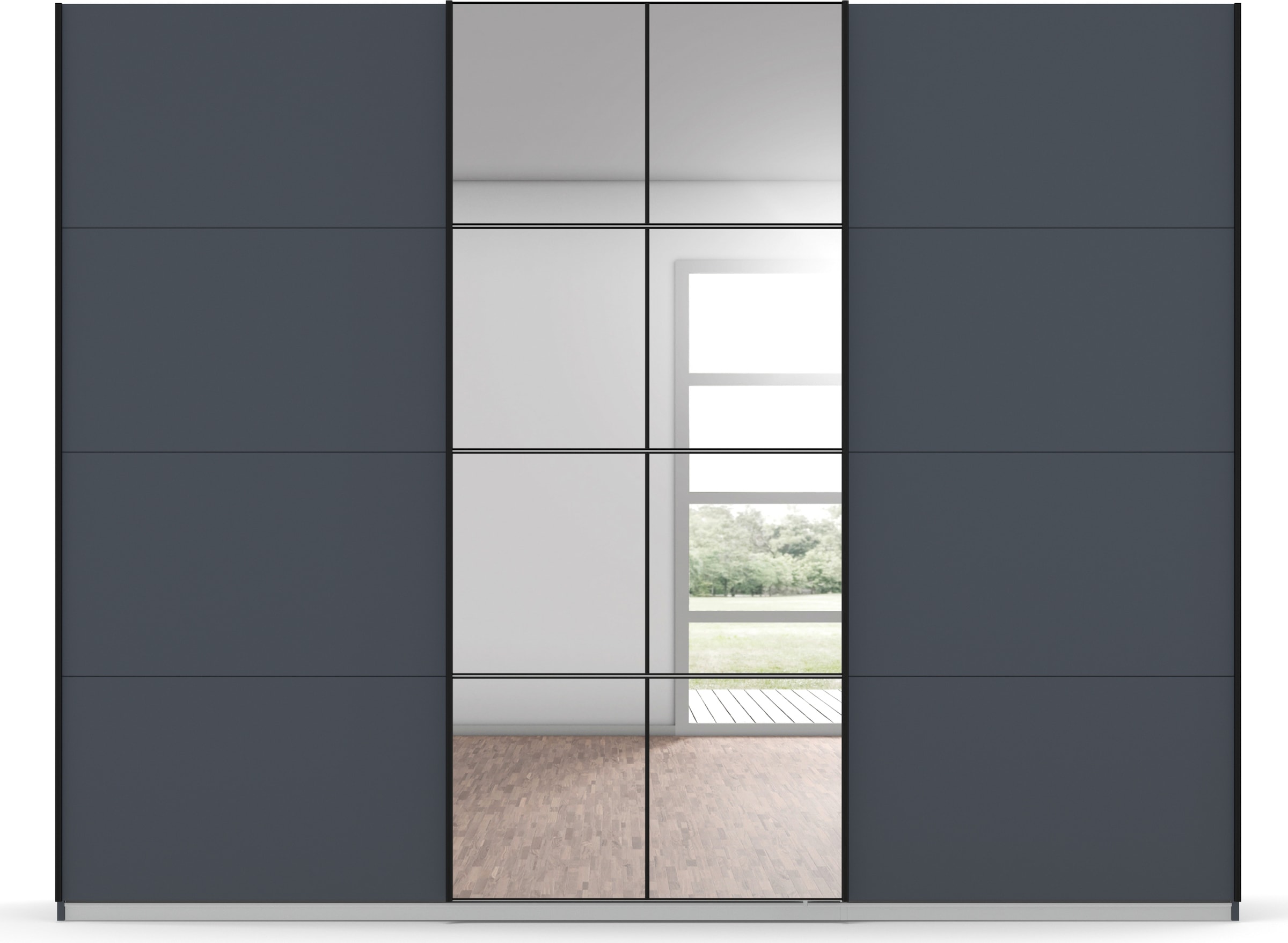 OTTO home Kleiderschrank »Schwebetürenschrank Schrank Garderobe Wäscheschrank BAVENO« in 3 Ausstattungen BASIC/CLASSIC/PREMIUM (mit Soft-Close-Funktion),  in moderner Loft-Optik mit Griffleisten aus Metall MADE IN GERMANY