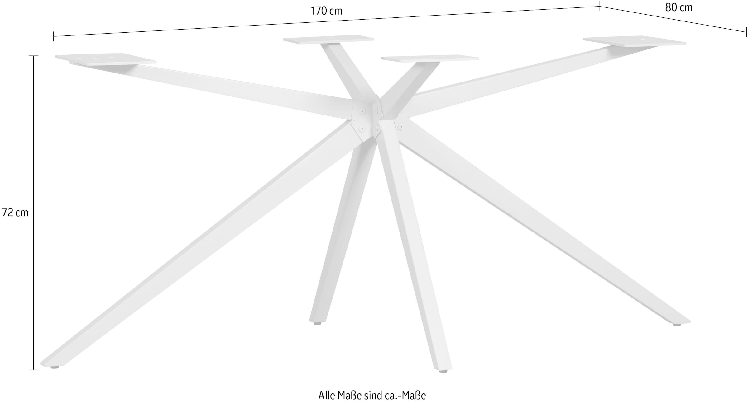WOOOD Tischbein »Tablo Holland XL Metall mit Pulverbeschichtung B 170 x T 80 x H 72 cm« Kreuzgestell Ø 3,5 cm, Tragkraft 160 kg, einfach zu montieren