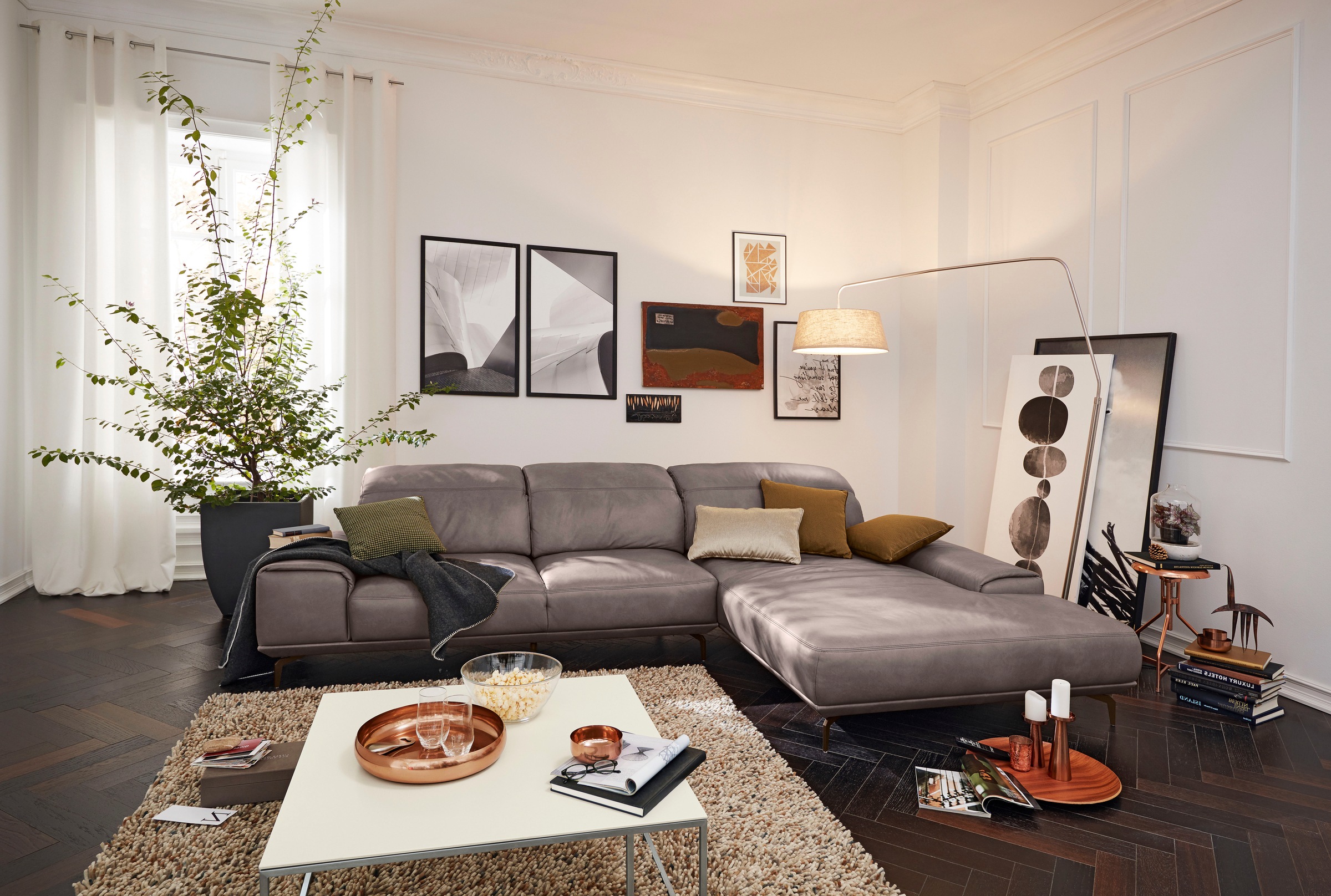 Musterring Wohnlandschaft »MR 2490«, Bronze-Fuß Sitzhöhe 46cm, wahlweise mit Funktionen, Maße 342 x 207 cm
