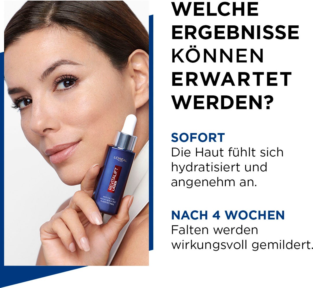L'ORÉAL PARIS Gesichtsserum »REVITALIFT LASER ANTI-FALTEN NACHT SERUM« mildert Falten, mit Retinol, mit Pipette
