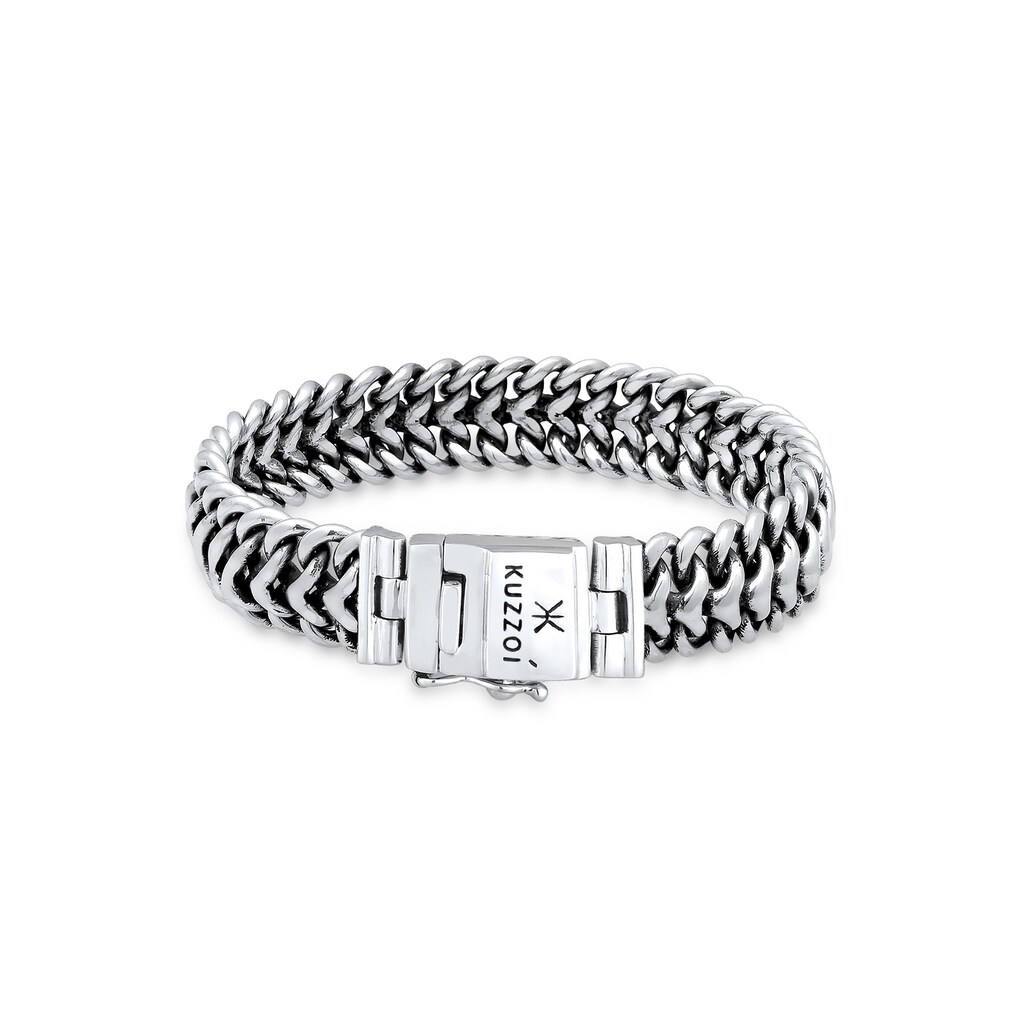 Kuzzoi Armband »Herren Panzerarmband Gliederkette 925er Silber«