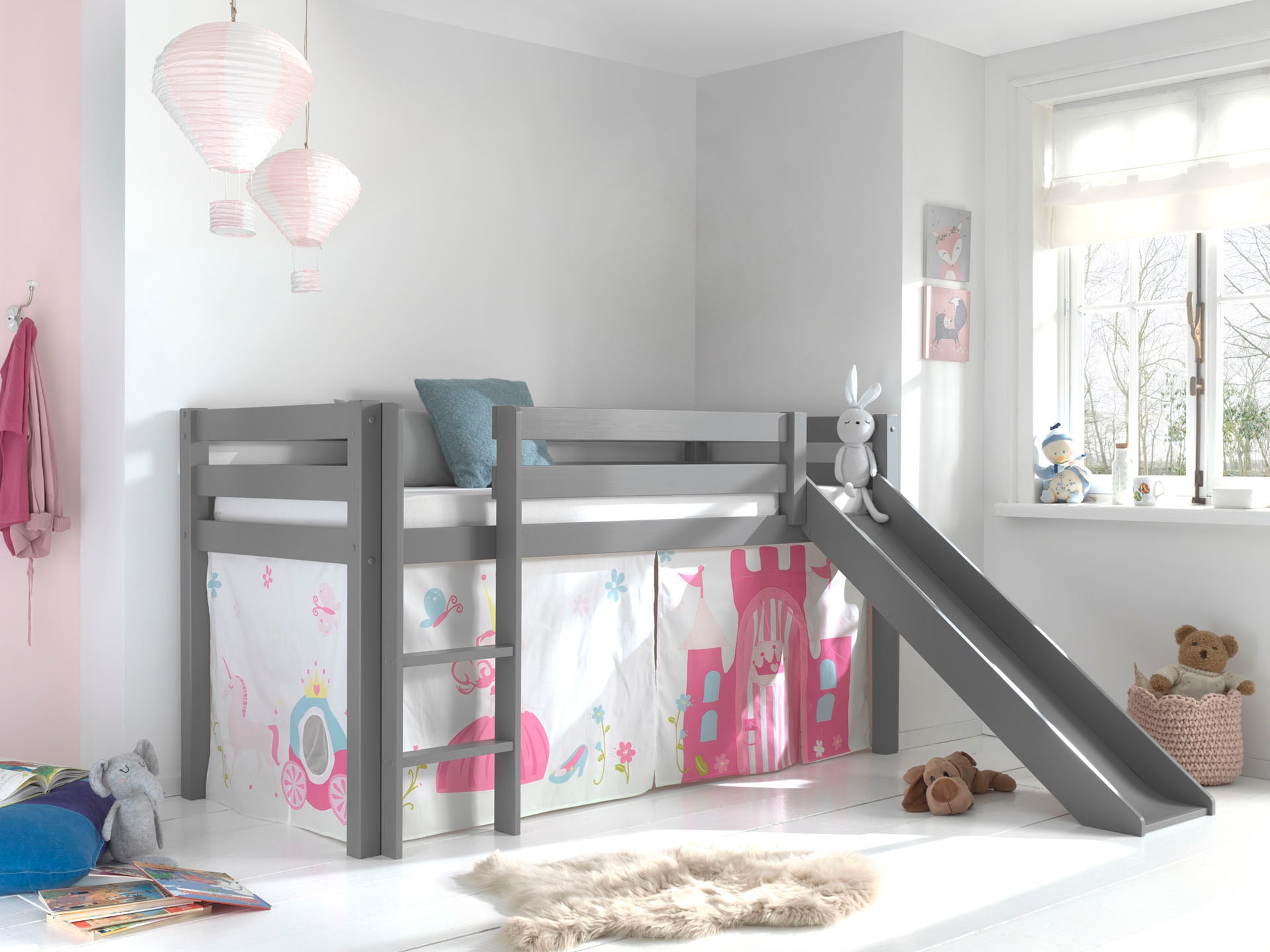 Vipack Hochbett "Pino, Spielbett massiv Kiefer, stabil gebaut, 3 Korpusfarb günstig online kaufen
