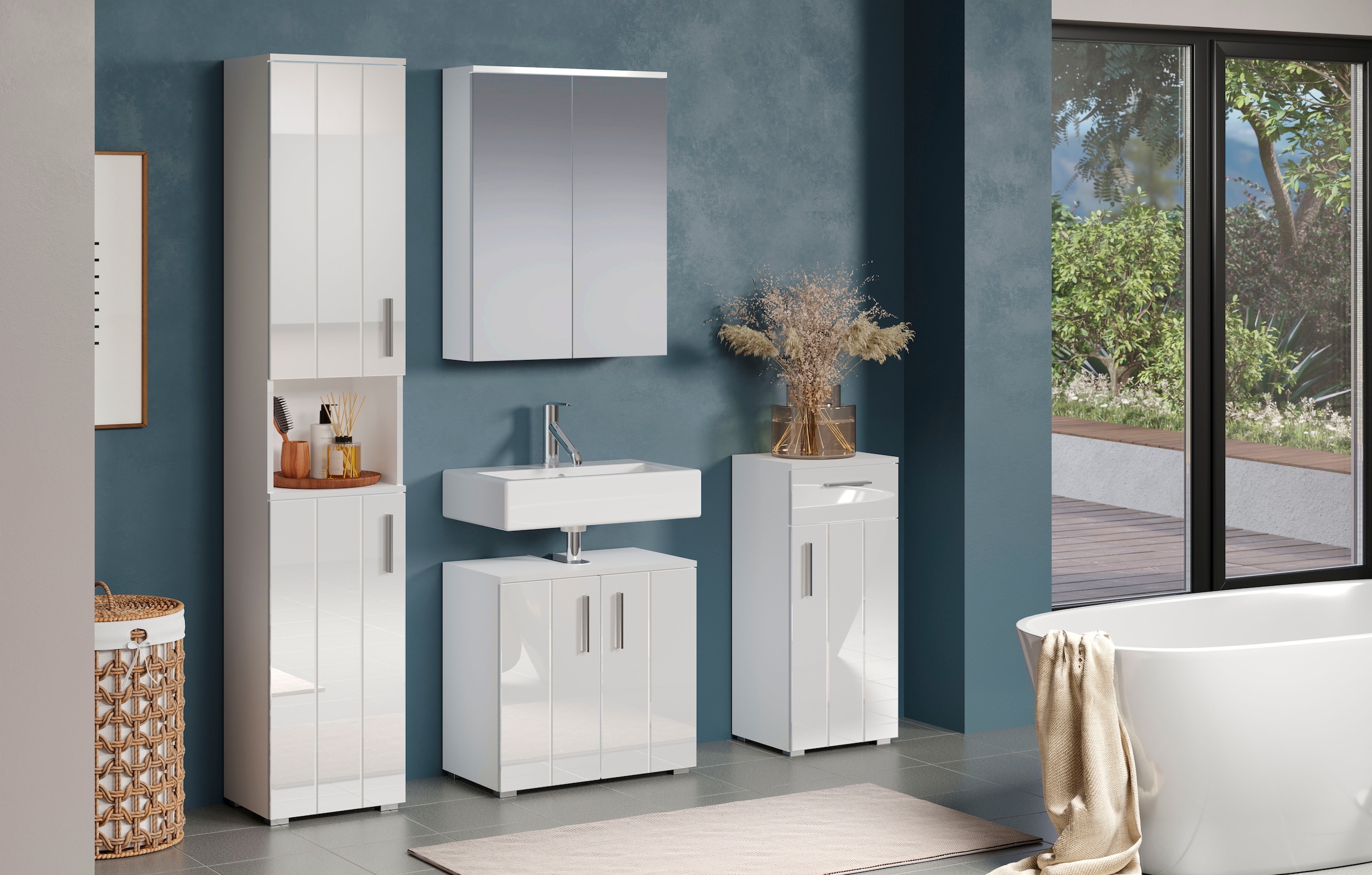 welltime Hochschrank »Prag«, (1 St.), Hochschrank mit 2 Türen & 1 Fach - (B/T/H) 37/31/192 cm