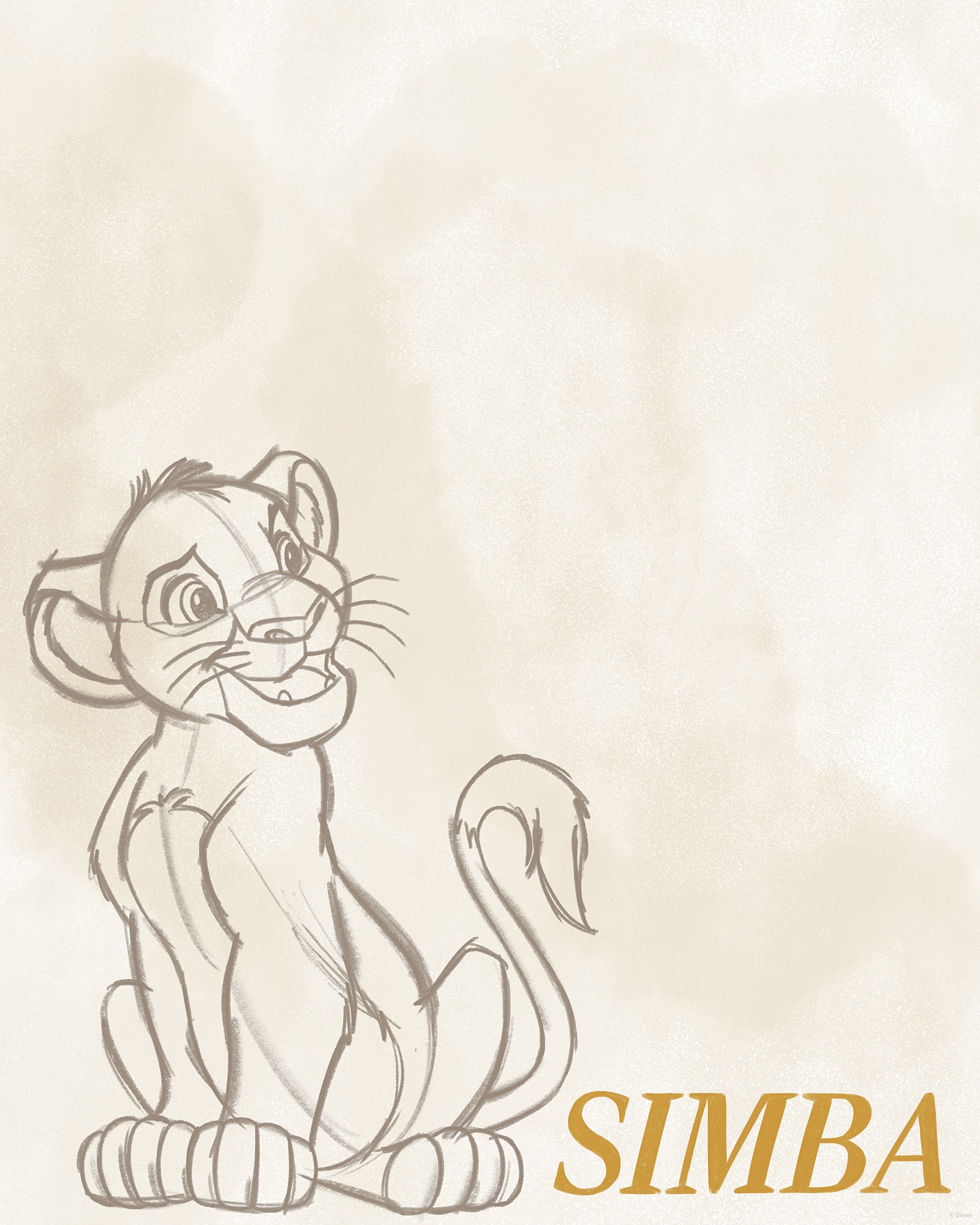 Komar Wandbild »Disney The Lion King Simba Sketch«, Disney, (Set, 1 St.), 40 x 50 cm (Breite x Höhe) - Kinderzimmer, Dekoration