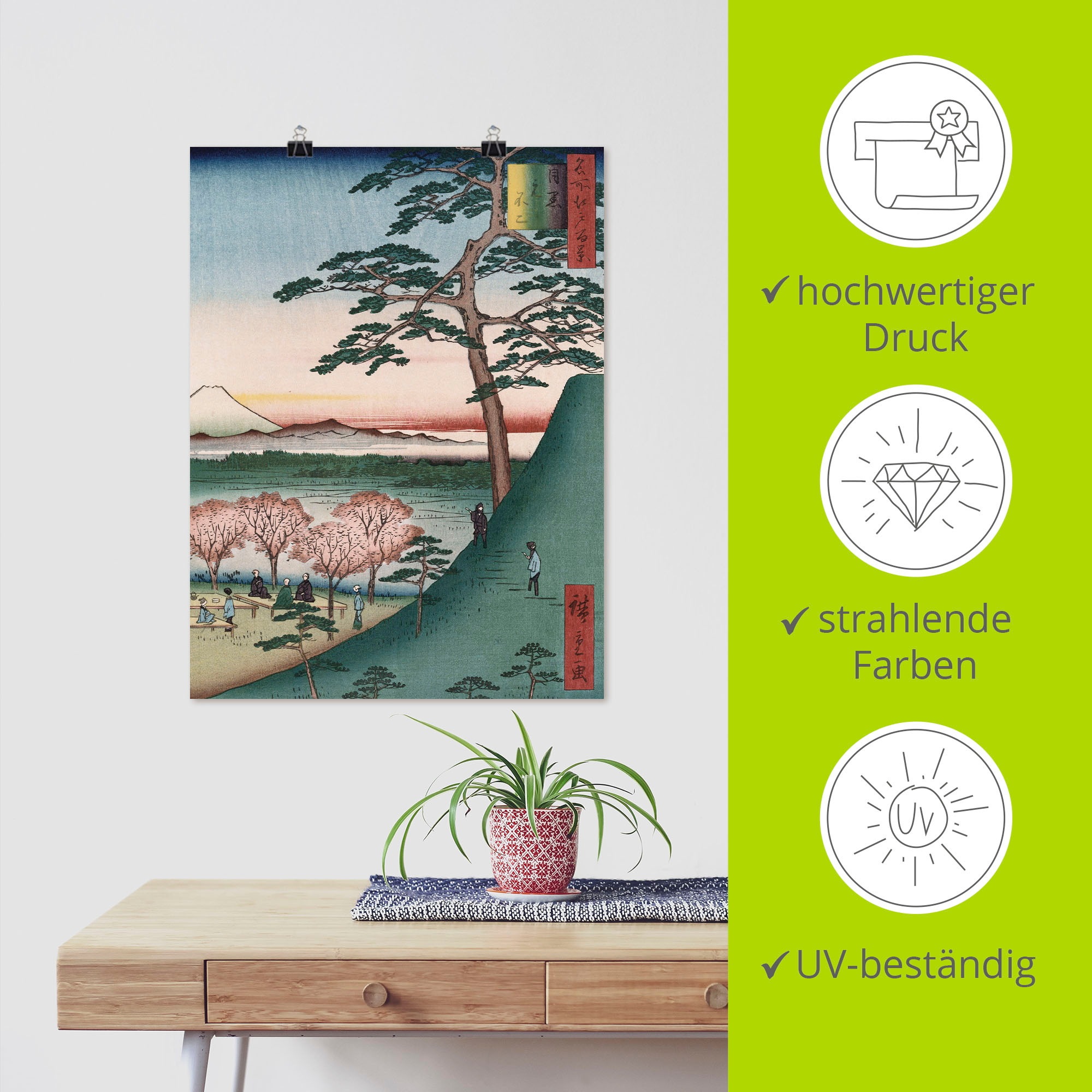 Artland Kunstdruck »Fuji Meguro in Edo«, Berge, (1 St.), als Leinwandbild, Wandaufkleber oder Poster in versch. Größen