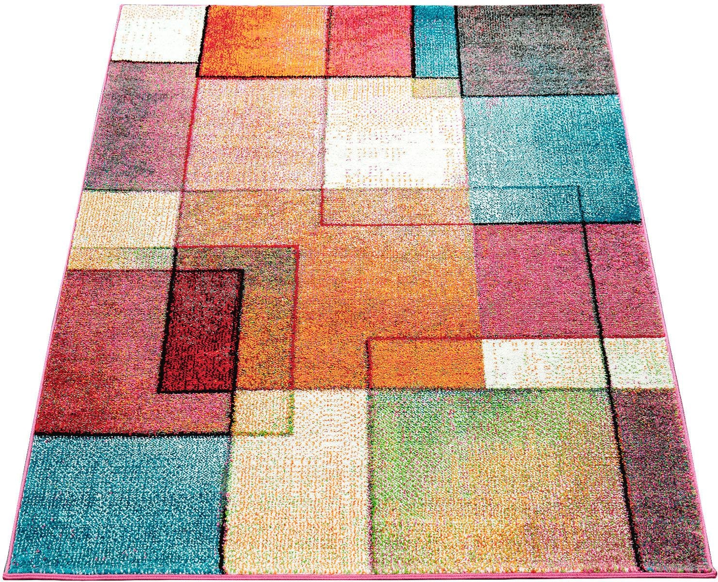 Paco Home Läufer »ECE 933«, rechteckig, 13 mm Höhe, Teppich-Läufer, Kurzflor, modernes Karo Design