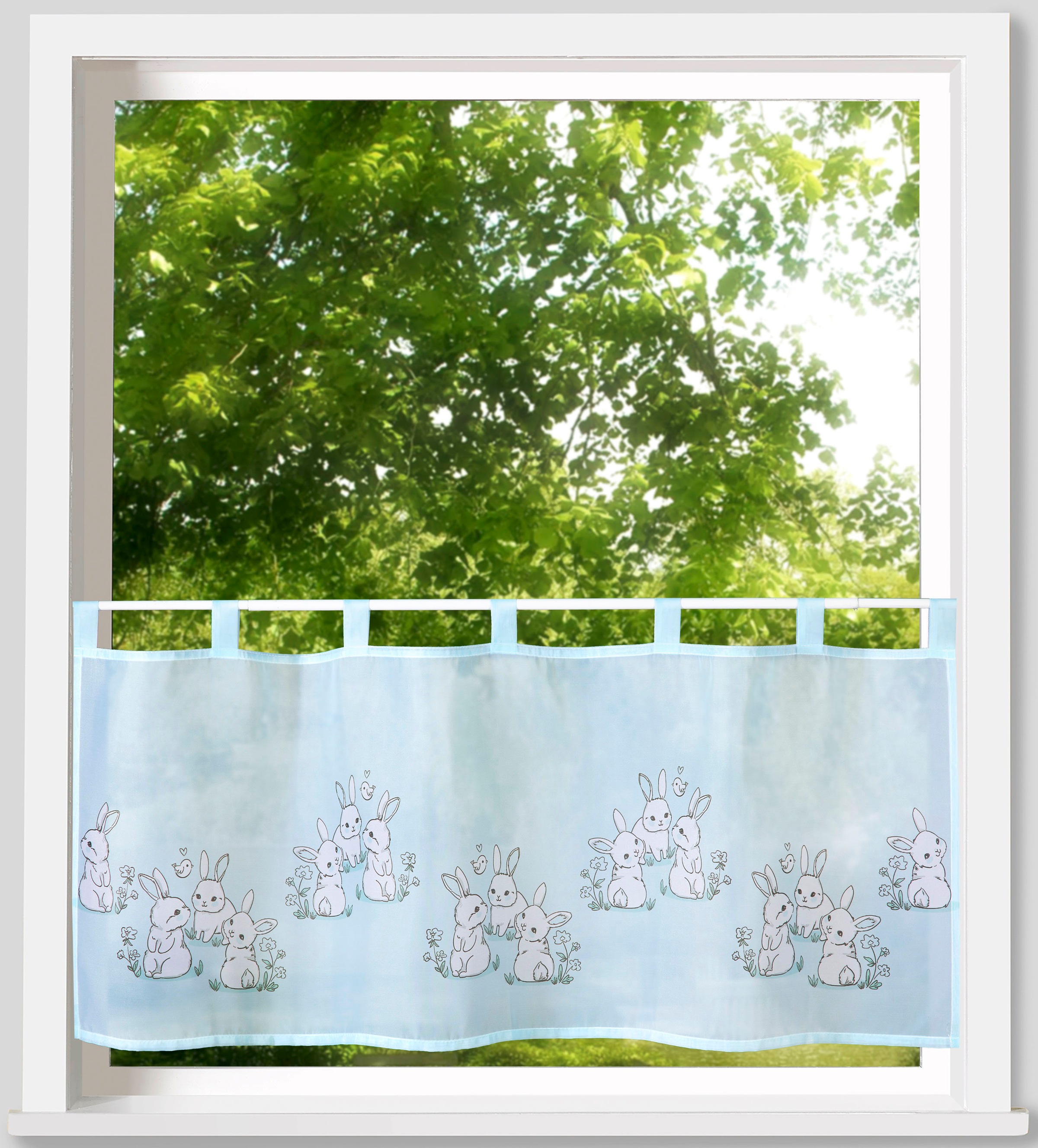 Weckbrodt Scheibengardine »Linus«, (1 St.), Bistro, Voile, bedruckt, Ostern günstig online kaufen