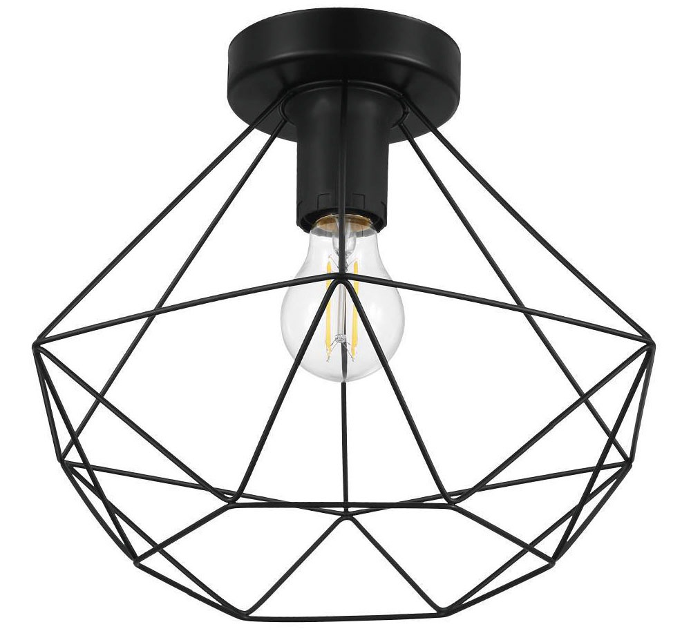 EGLO Deckenleuchte »TARBES Deckenlampe, Vintage, Retro, Stahl, schwarz E27«, 1 flammig, Leuchtmittel E27 | ohne Leuchtmittel, Wohnzimmerlampe, Esszimmer, Flur, Drahtgeflecht, 1flammig, 32,5x27,5cm