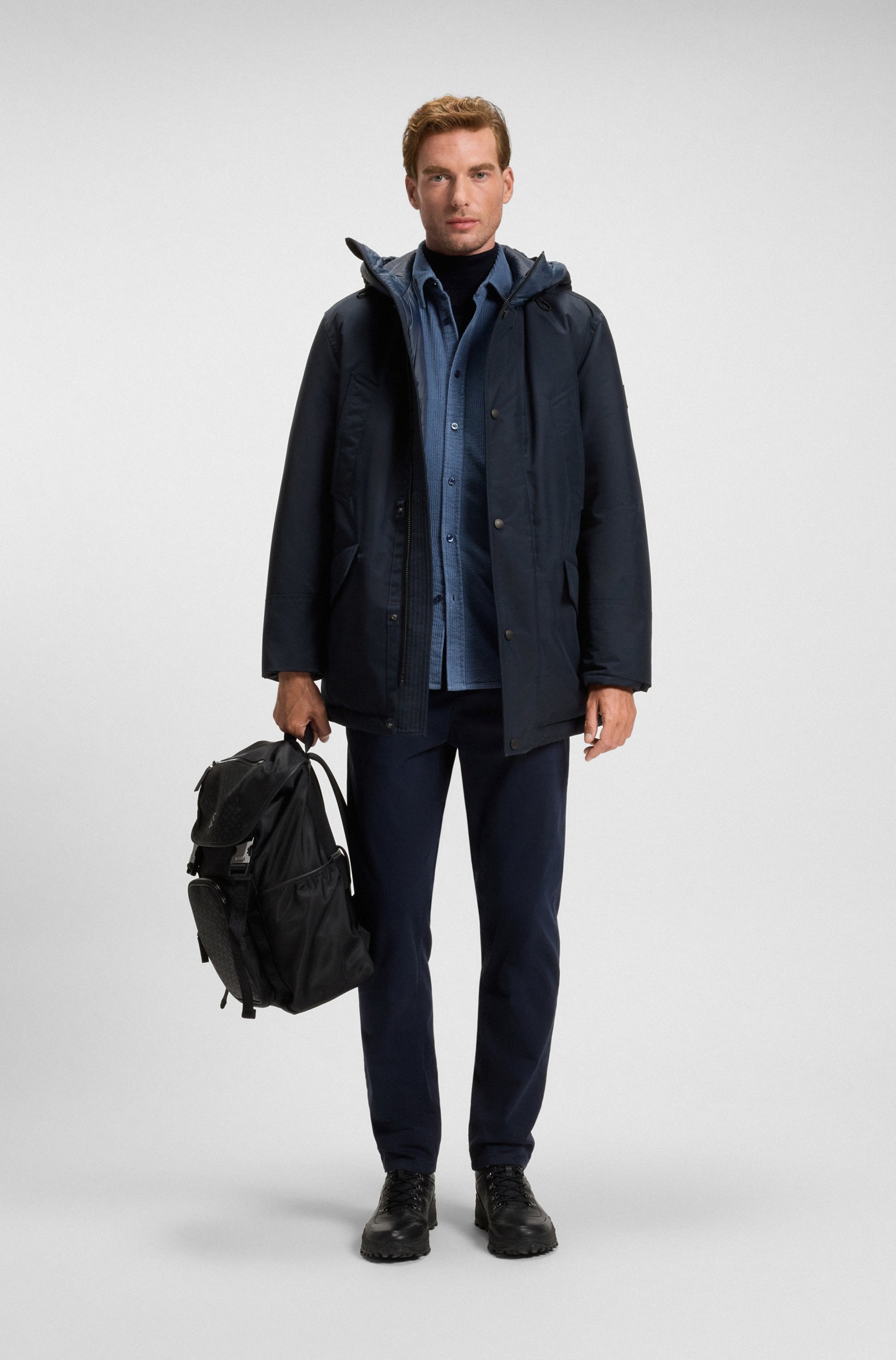 BOSS ORANGE Parka »Osiass«, mit Kapuze, relaxed fit, mit wattierter Kapuze, verdeckter Reißverschluss