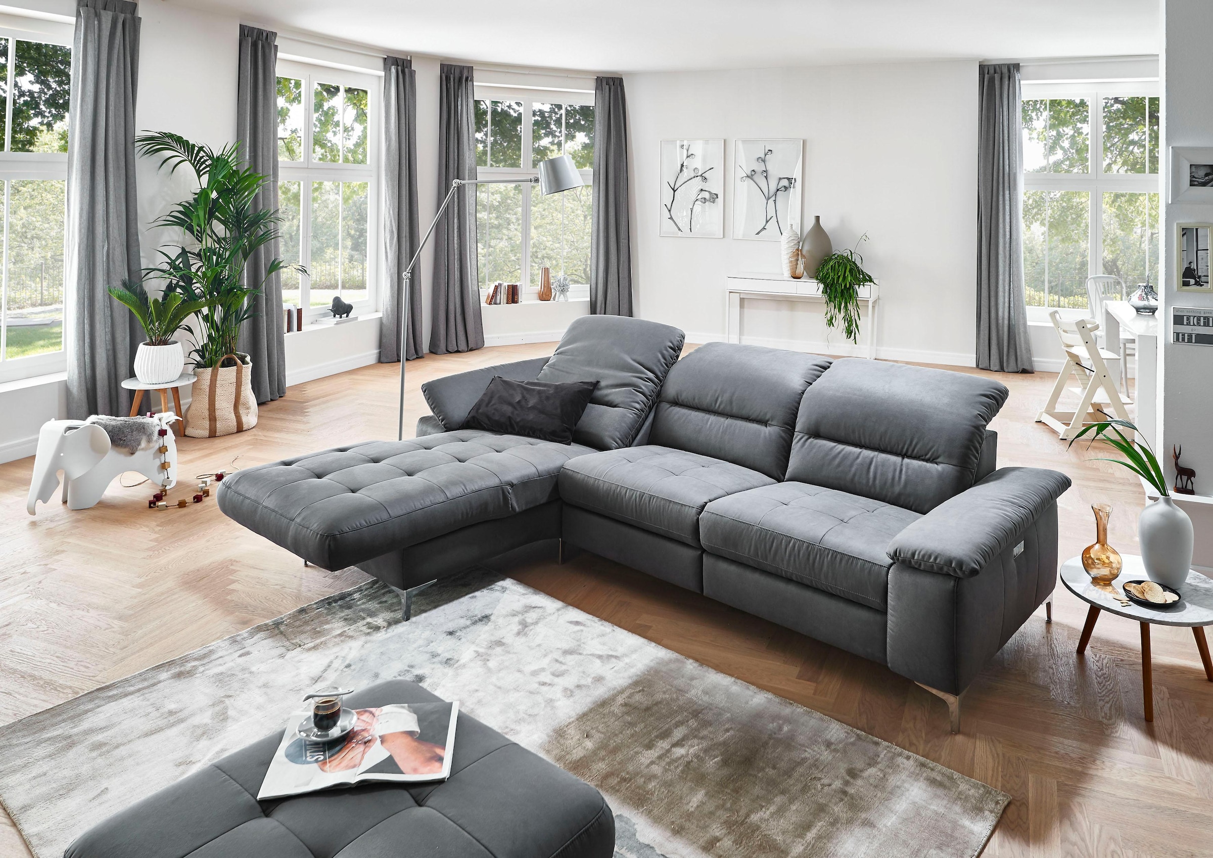 Places of Style Ecksofa "Basel L-Form", mit vollmotorischer Relaxfunktion u günstig online kaufen