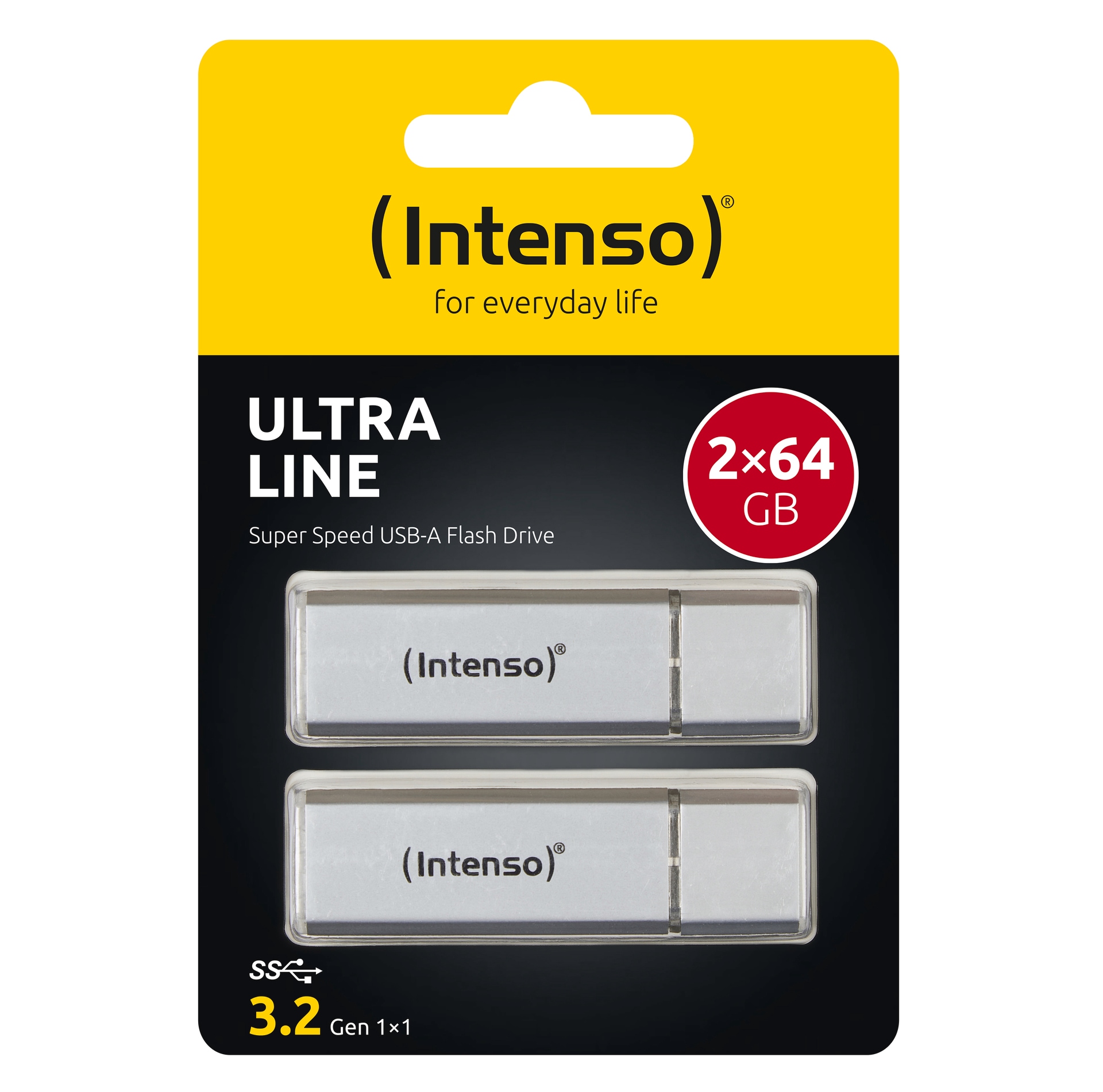 Intenso USB-Stick »USB Flash Drive 3.2 64 GB Ultra Line Doppelpack«, (USB 3.2 Lesegeschwindigkeit 70,00 MB/s)