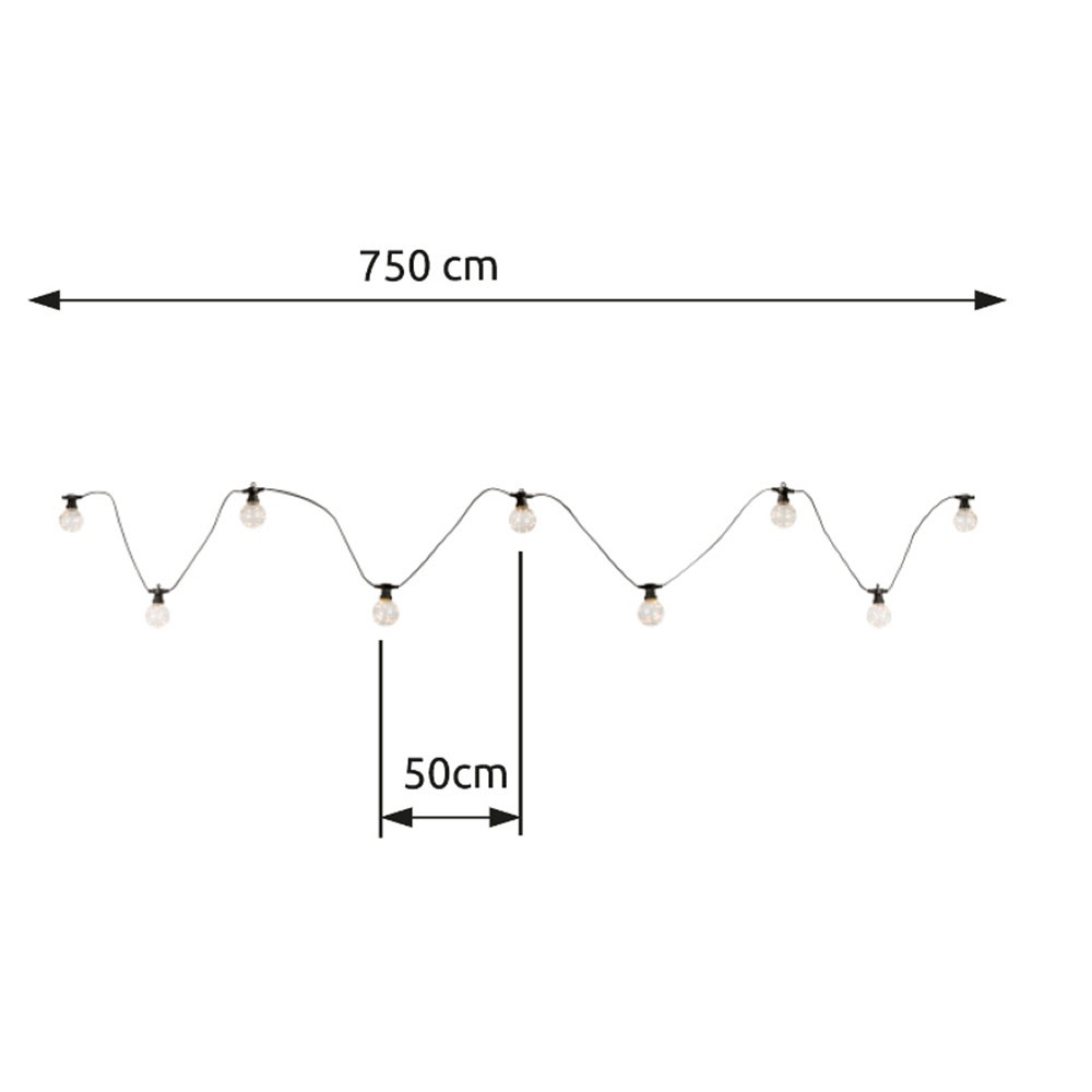 GLOBO LIGHTING LED-Lichterkette »ALMAGA«, Kette/10 Leuchtmittel/2700K/schwarz/Deko