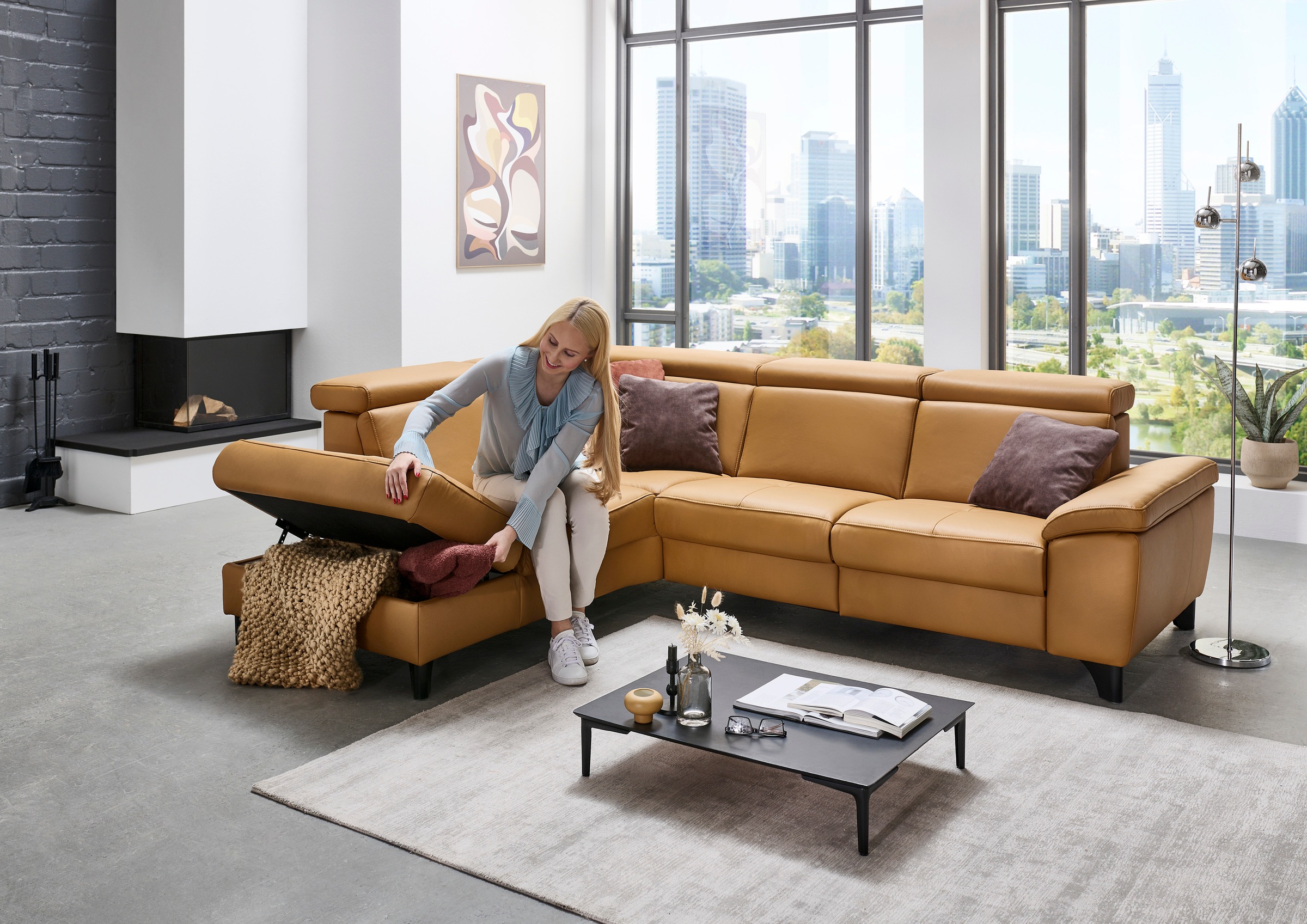 Die PlanBar Ecksofa »PN-EM23166 L-Form«, optional mit Kopfteilverstellung und Stauraum