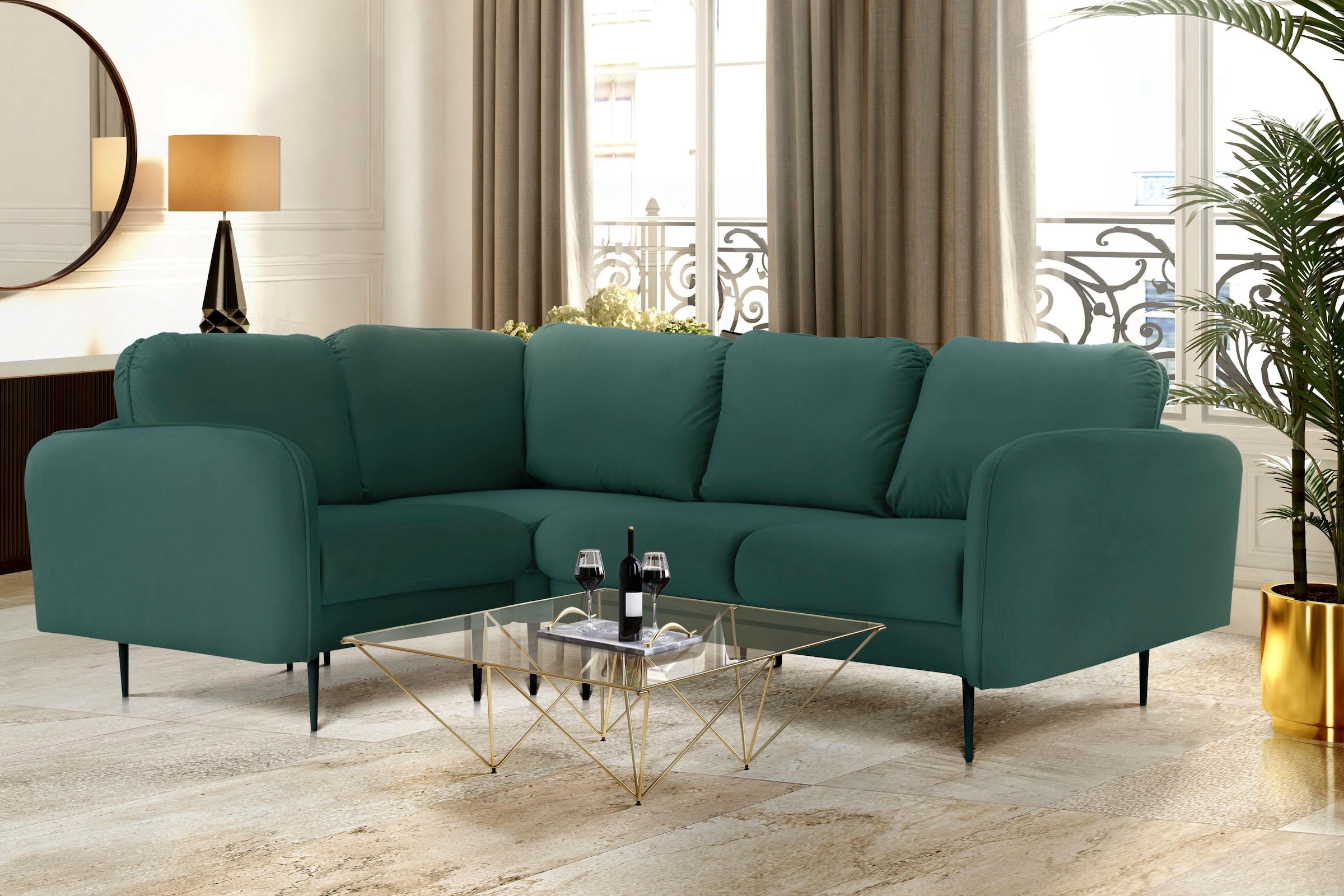 Home affaire Ecksofa »Skidi L-Form« mit losen Rückenkissen und Keder oben a günstig online kaufen