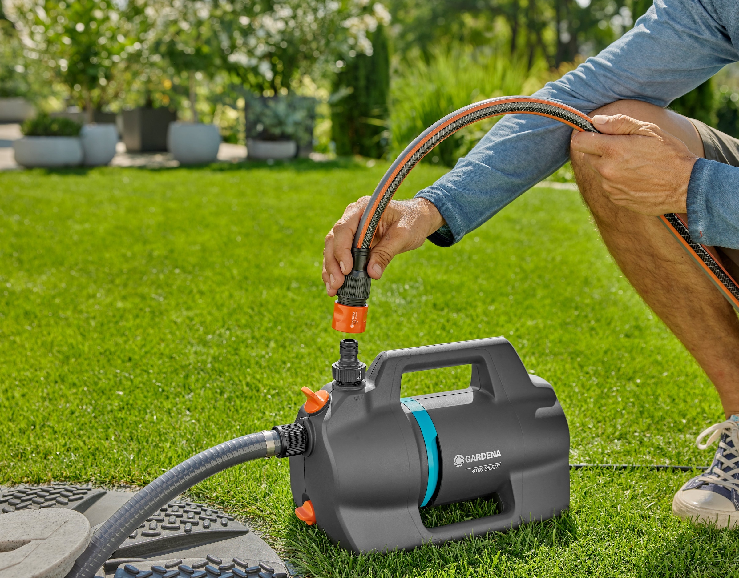 GARDENA Gartenpumpe »4100 Silent«, ideal für Einsteiger, 4100 l/h, 550 W