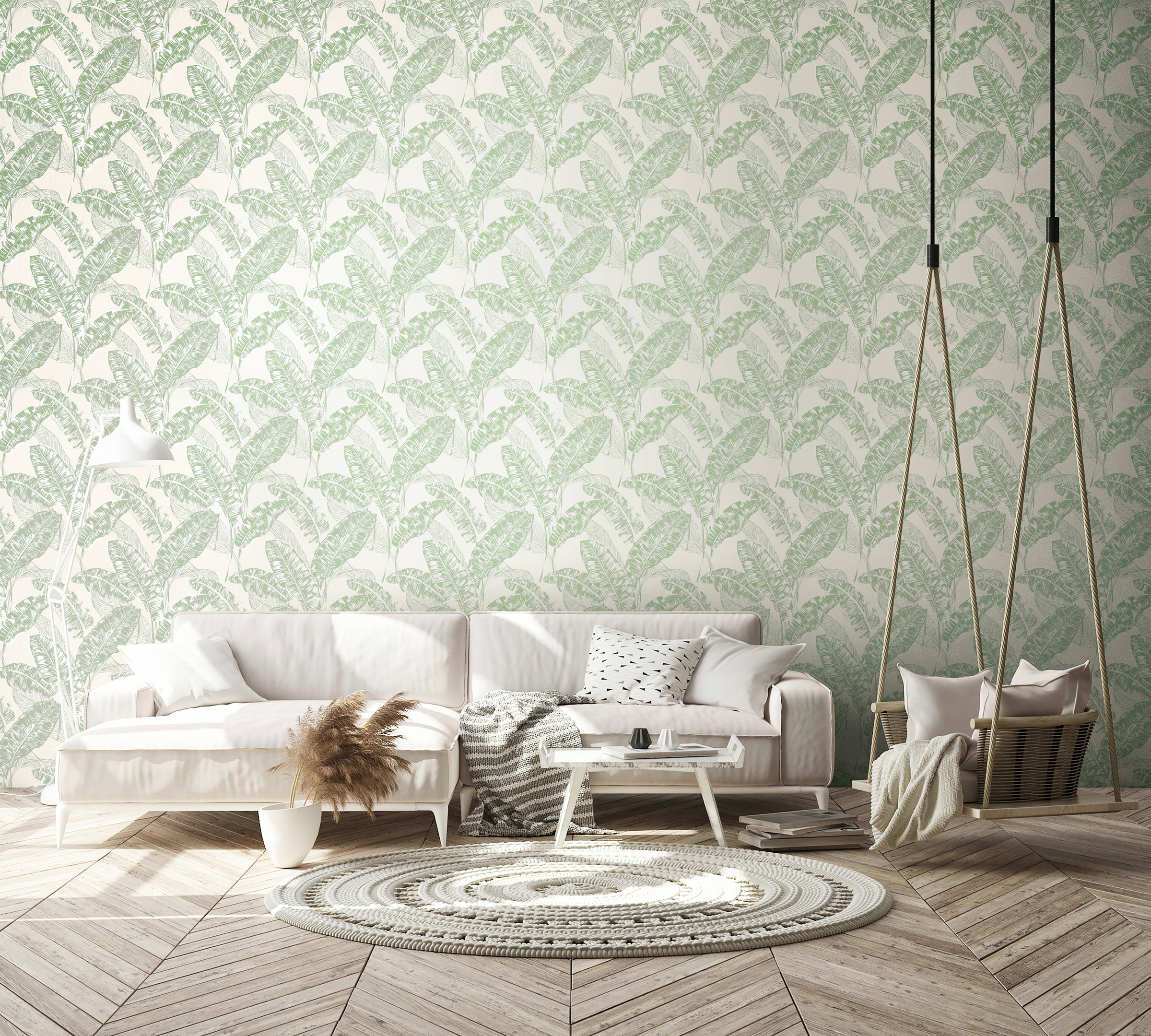 Glööckler Vliestapete, 3D-Optik-botanisch-tropisch, Dschungeloptik, moderne Tapete für Wohnzimmer Schlafzimmer Küche