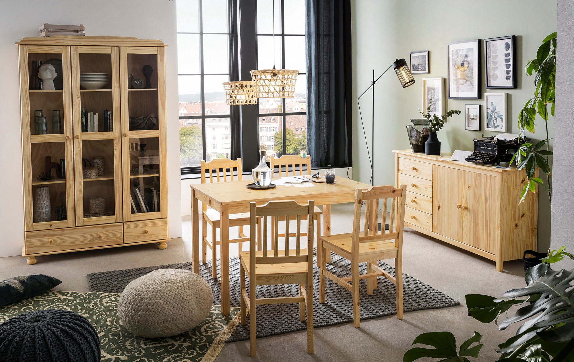 HOME AFFAIRE Essgruppe »Chur« Set, 5 Stk. tlg. gefertigt aus massivem Kiefernholz Natur + natur + natur