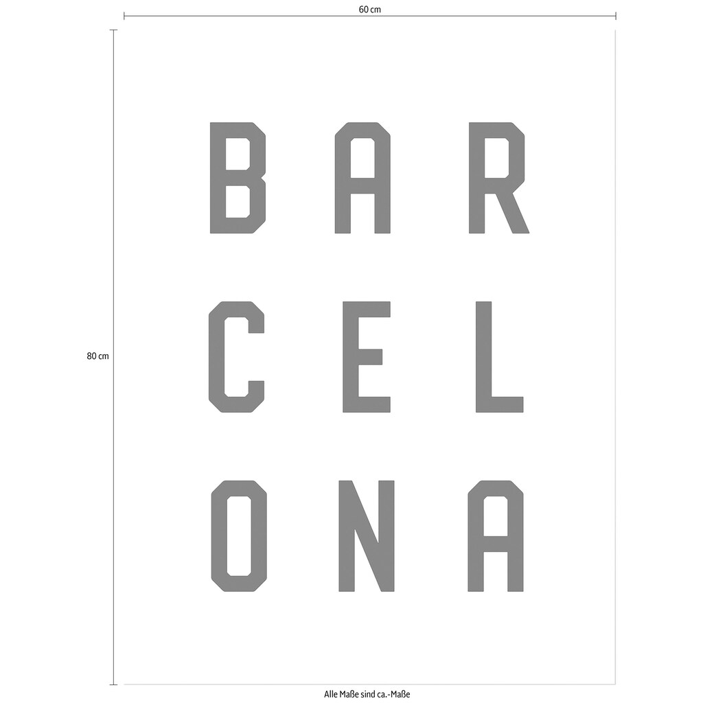 Wall-Art Poster »Typographie Barcelona Schriftzug«