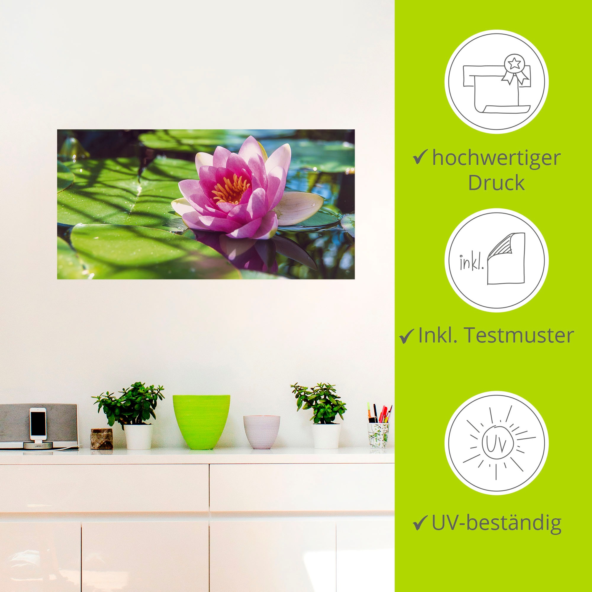 Artland Wandbild »Seerose Nahaufnahme«, Blumenbilder, (1 St.), als Alubild, Outdoorbild, Leinwandbild, Wandaufkleber, versch. Größen