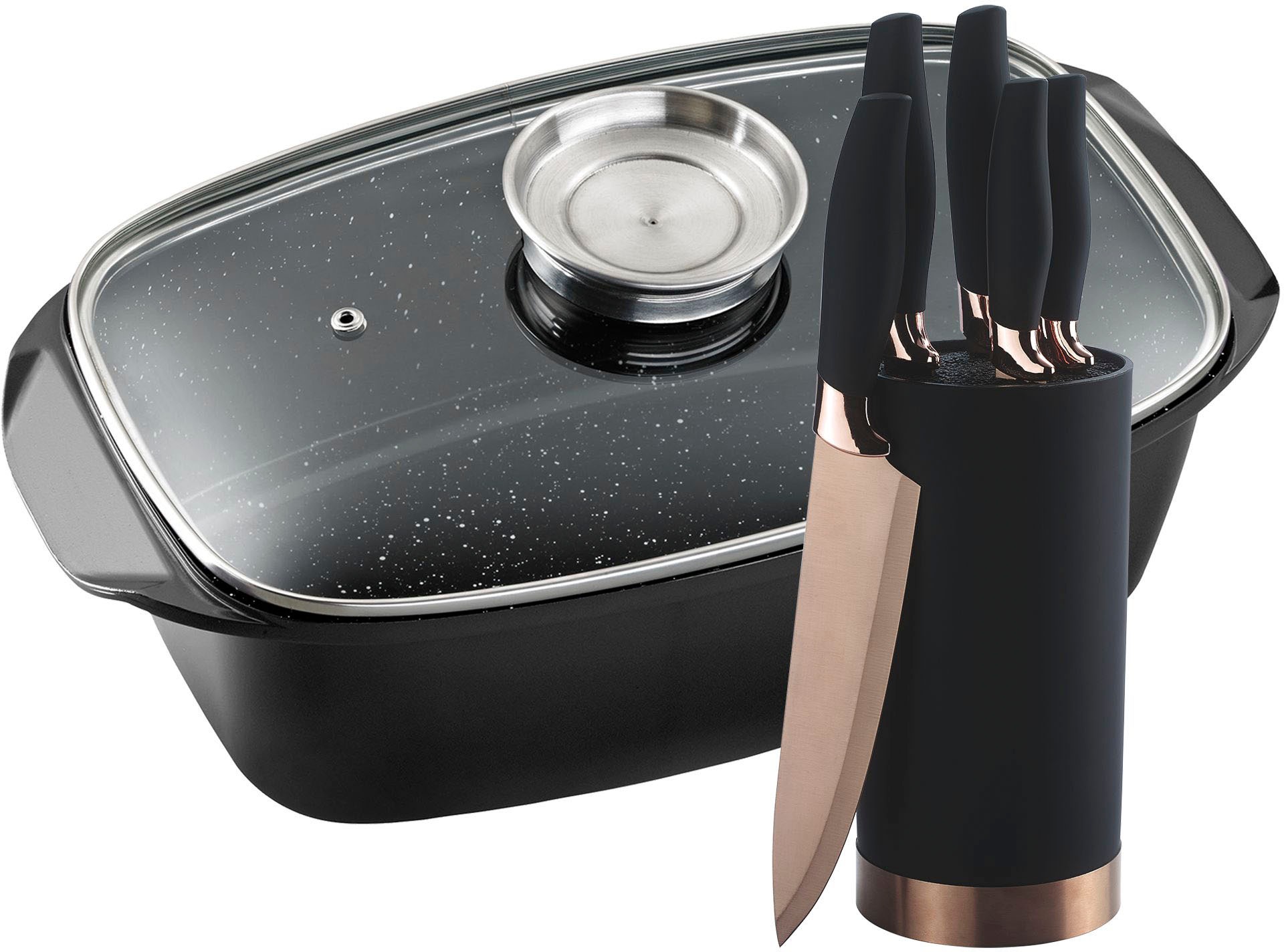 KING Bräter »5 Liter« Aluminiumguss Set, 5 Küchenmesser inklusive Messerblo günstig online kaufen