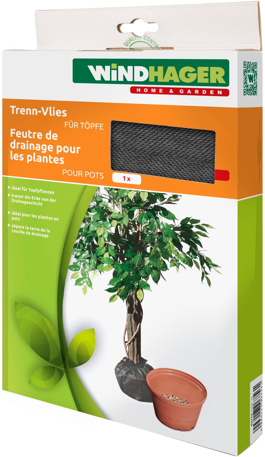 Windhager Gartenvlies »Trenn-Vlies für Blumentöpfe und Kübelpflanzen« 1 Stk. tlg. Topfvlies 1 x 2 m, Pflanzenvlies schwarz