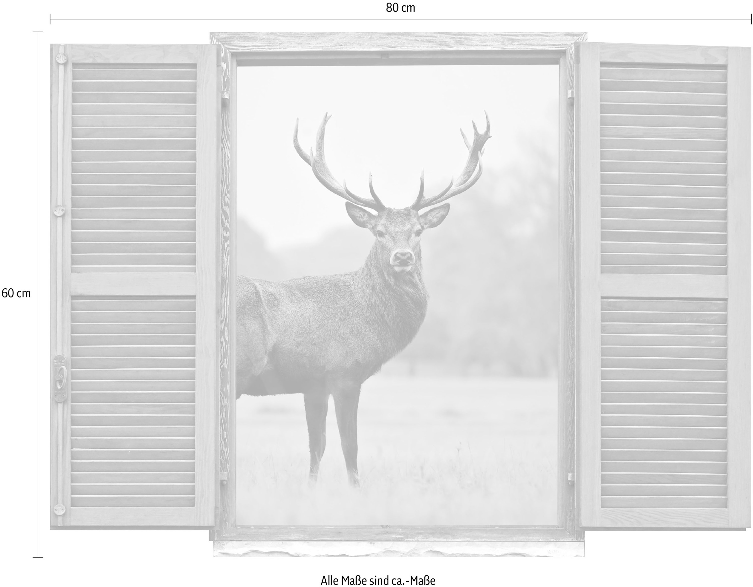queence Wandtattoo »Hirsch«, (1 St.), Wandsticker, Wandbild, selbstklebend, 3D, Fenster