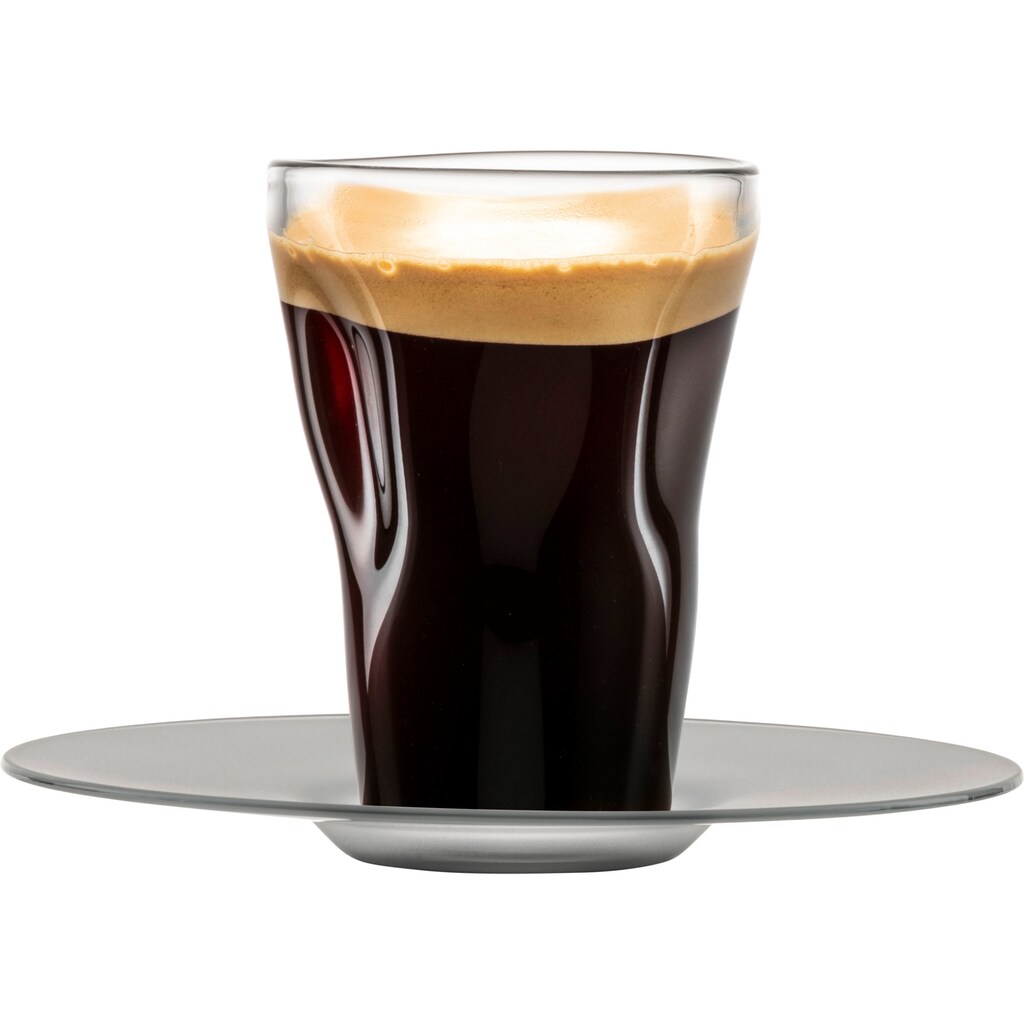 Eisch Espressoglas »UNIK«, (Set, 4 tlg., 2 Espressogläser mit Untertassen in Geschenkröhre)