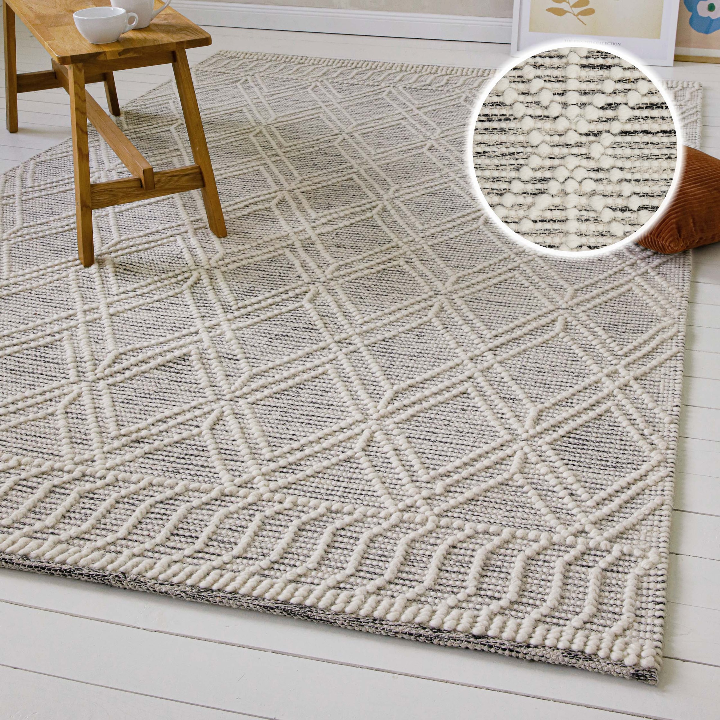 my home Teppich »Eleena«, rechteckig, 8 mm Höhe, 70% Wolle, handgewebt, Rau günstig online kaufen