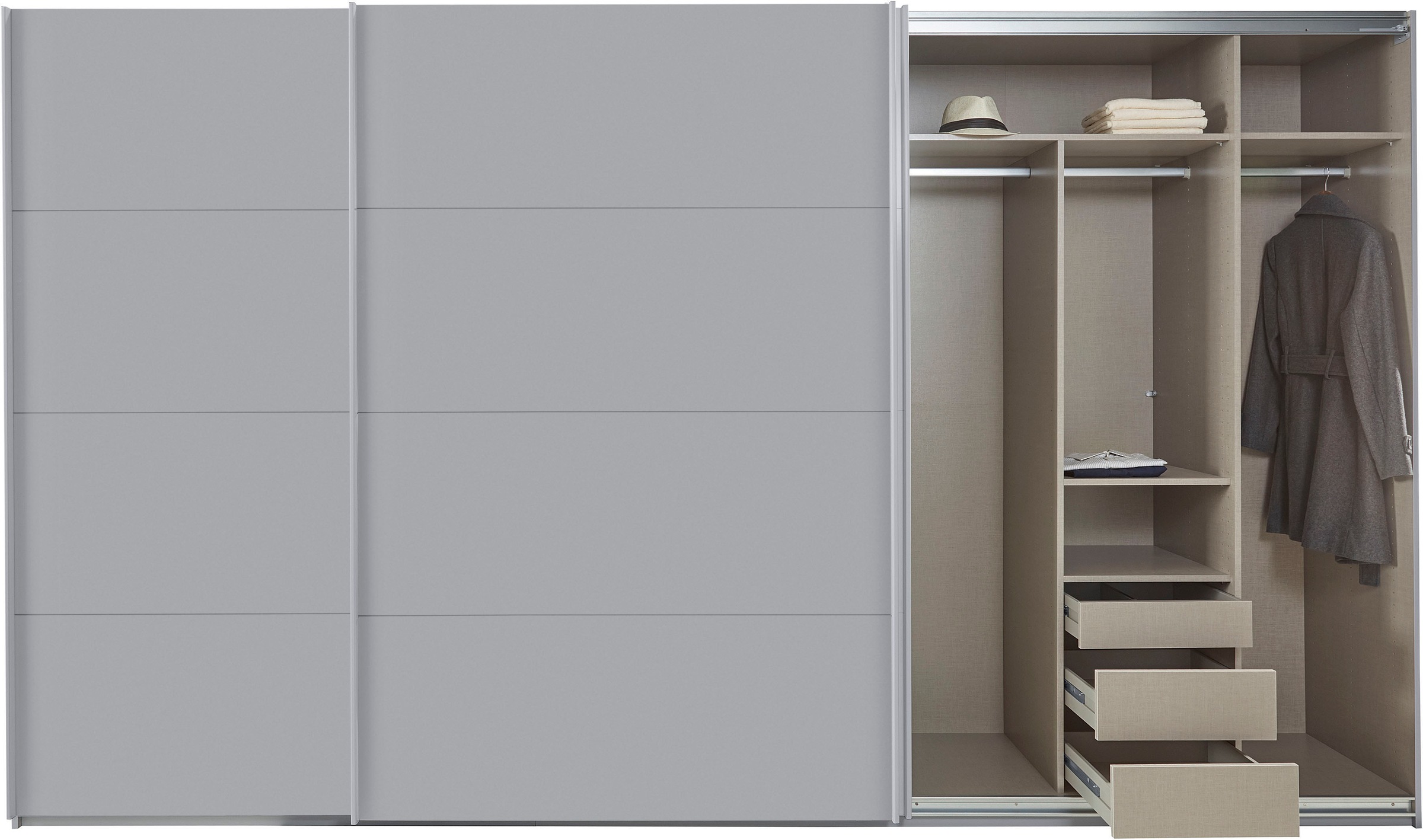 rauch Schwebetürenschrank »Kleiderschrank Schrank Garderobe TOPSELLER OTELI inkl. Inneneinteilung«, mit 3 Innenschubladen sowie zusätzlichen Einlegeböden MADE IN GERMANY