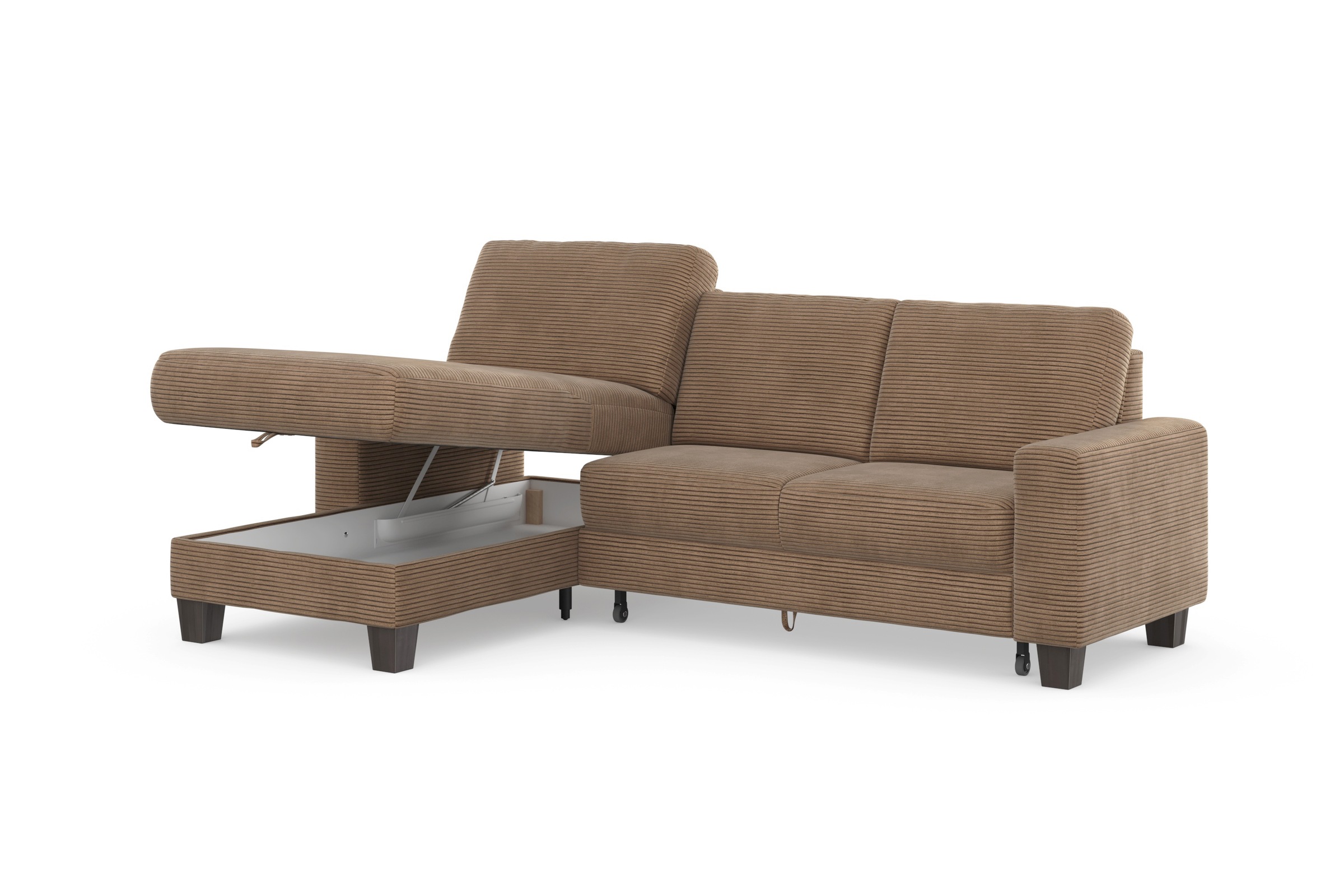 Home affaire Ecksofa »Summer L-Form«, mit Recamiere, mit oder ohne Bettfunktion und Bettkasten, Cord-Bezug