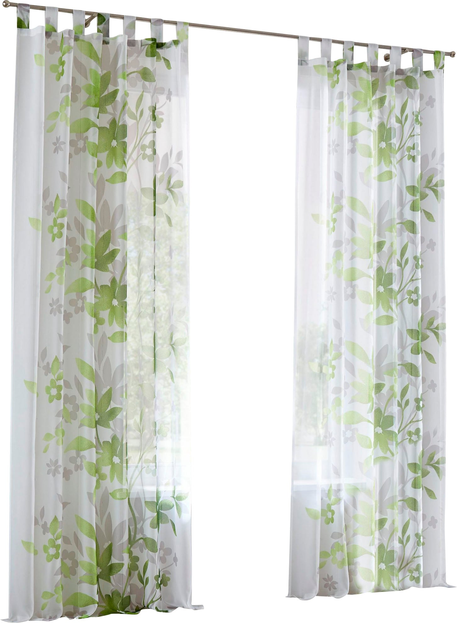 OTTO home Gardine »Ina« Schlaufen 2 Stk. tlg. 2-er Set, einseitig floral bedruckt, Voile, Blumen