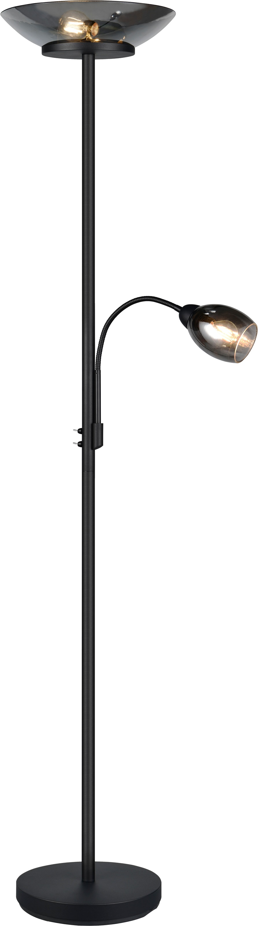 REALITY Leuchten LED Deckenfluter »Gerry«,  Stehleuchte mit Lesearm, getrennt schaltbar Höhe 180cm, für Leuchtmittel 2 x E27 und 1 x E14 