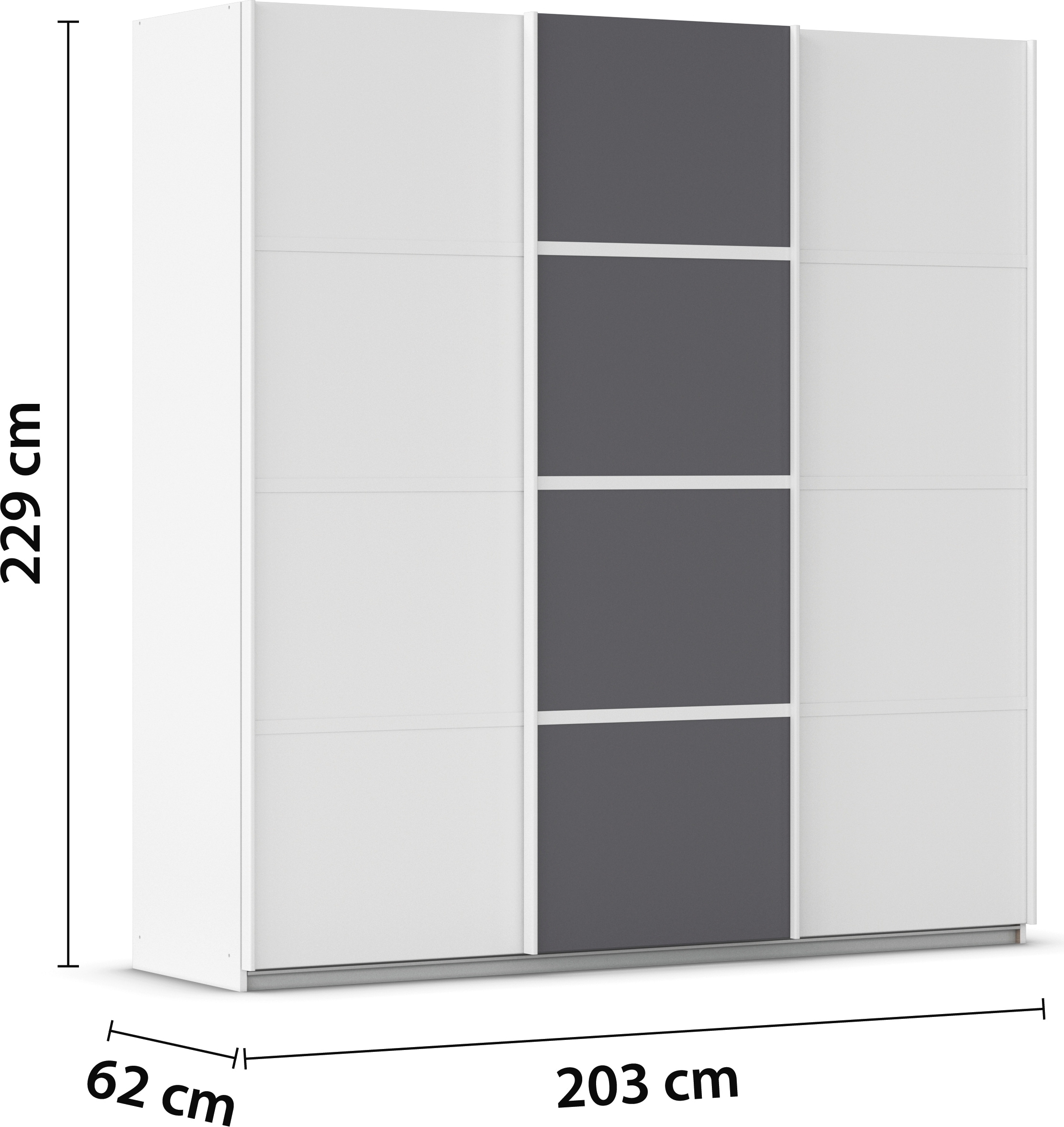 rauch Kleiderschrank »Schwebetürenschrank OTTO´s Choice Garderobe Schrank TOP ANGEBOT Avola«, (in 3 verschiedenen Ausstattungen BASIC/CLASSIC/PREMIUM), mit eleganten Zierleisten in Chrom, Schwarz oder Weiß MADE IN GERMANY