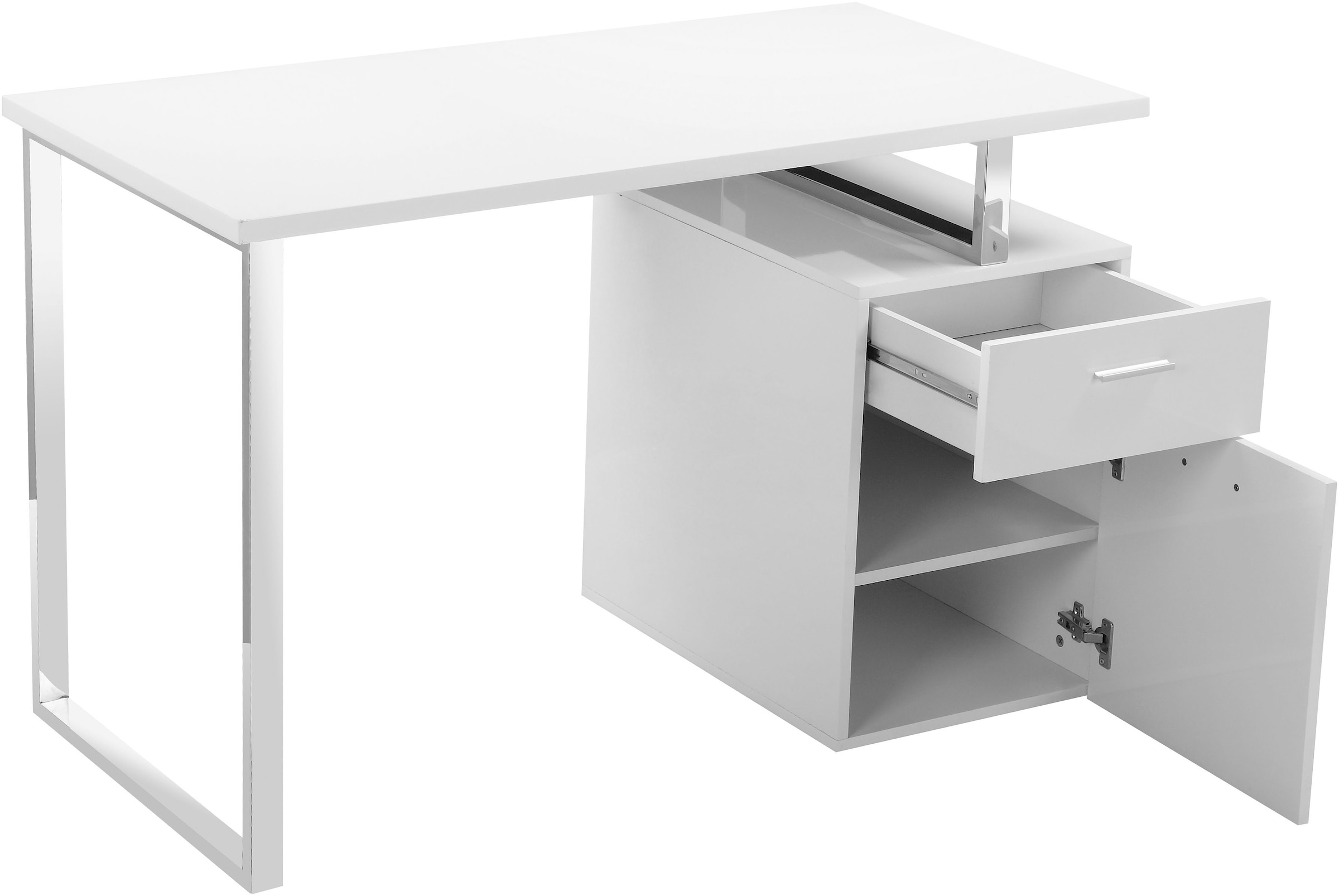 Places of Style Schreibtisch cm Schublade 136 Tischplatte Hochglanz-Optik, montierbare Tür«, und mit »FJUS, bzw. Metallkufe, durch 120 bestellen online variabel Breite 1