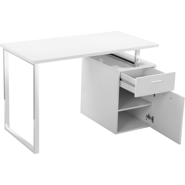 Places of Style Schreibtisch »FJUS, Hochglanz-Optik, mit Metallkufe, 1  Schublade und Tür«, Breite 120 bzw. 136 cm durch variabel montierbare  Tischplatte online bestellen