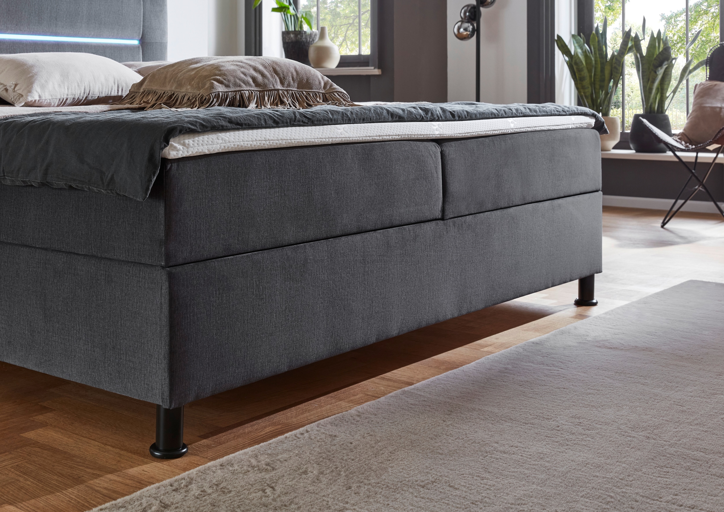 INOSIGN Boxbett »Escalon LED mit Bettkasten, inkl. Topper, LED-Lichtleiste im Kopfteil«, erhältlich in den Breiten 120x200cm und 180x200cm