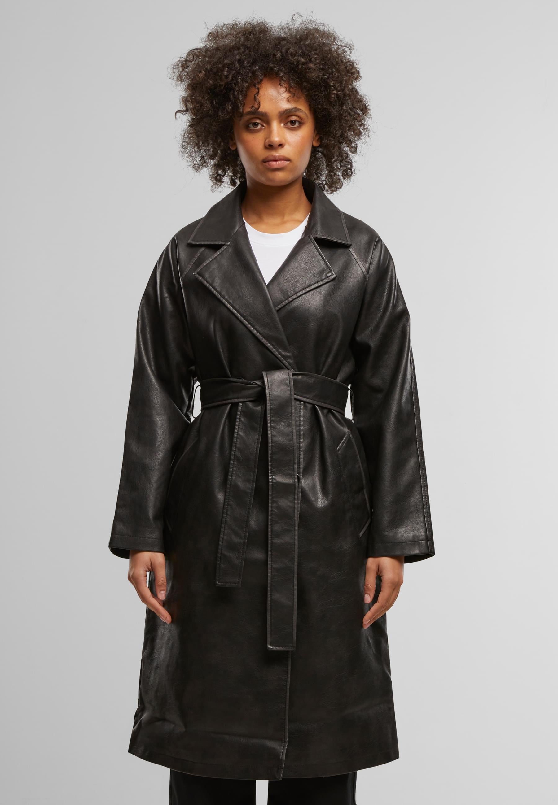 URBAN CLASSICS Winterjacke »Urban Classics Ladies Vintage Trenchcoat« 1 Stk. tlg. ohne Kapuze