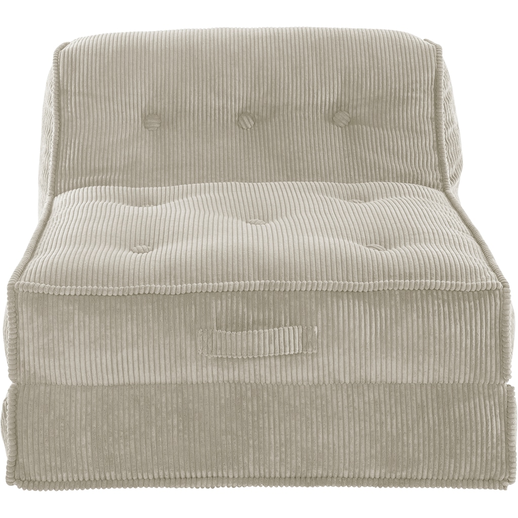 INOSIGN Sessel »Missy«, Loungesessel aus weichem Cord, in 2 Größen, mit Schlaffunktion und Pouf-Funktion.