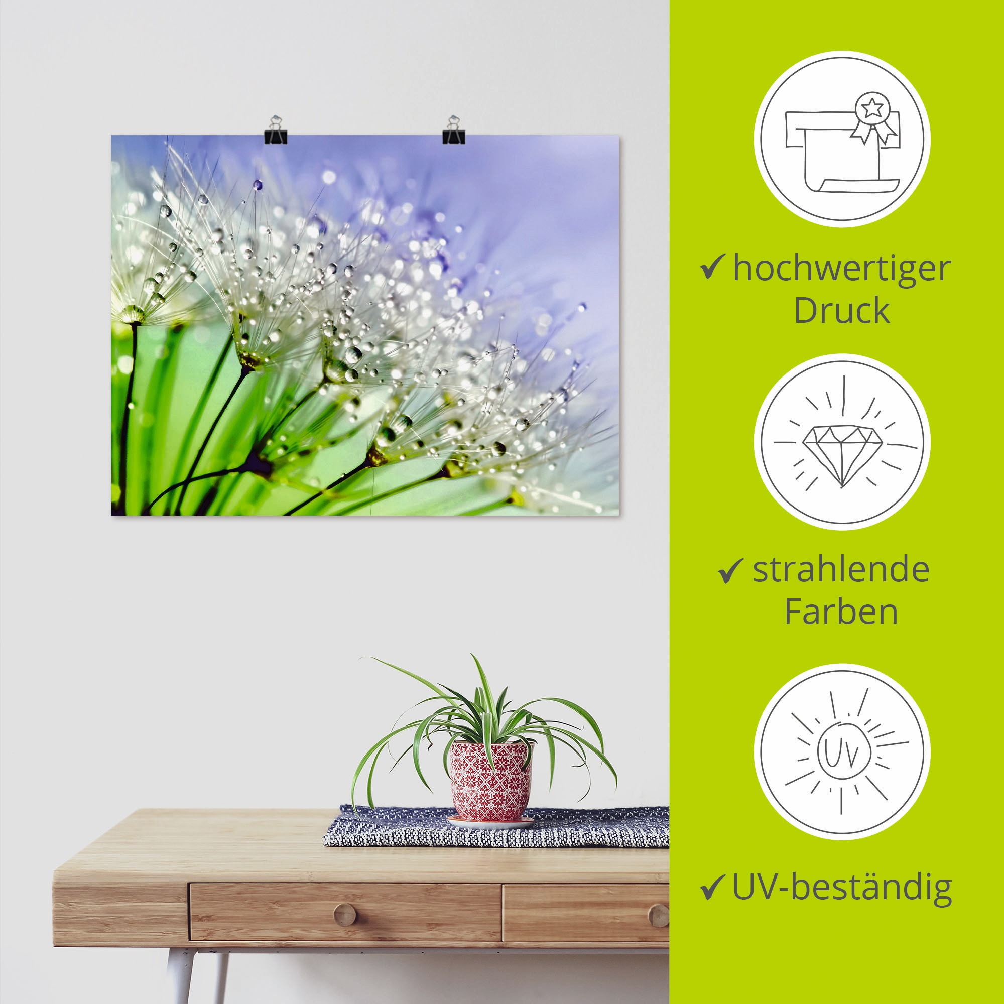 Artland Wandbild »Glitzernde Pusteblume III«, Blumen, (1 St.), als Leinwandbild, Poster, Wandaufkleber in verschied. Größen