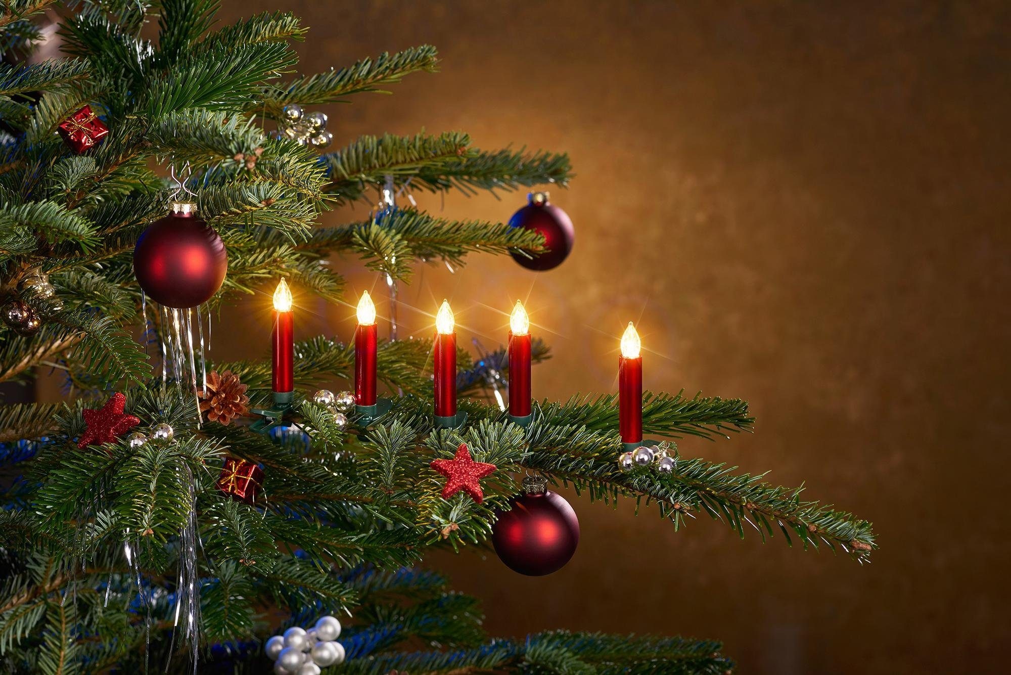 BONETTI LED-Christbaumkerzen »Weihnachtsdeko aussen, Christbaumschmuck«, kabellos, 25 Kerzen plus Zubehör