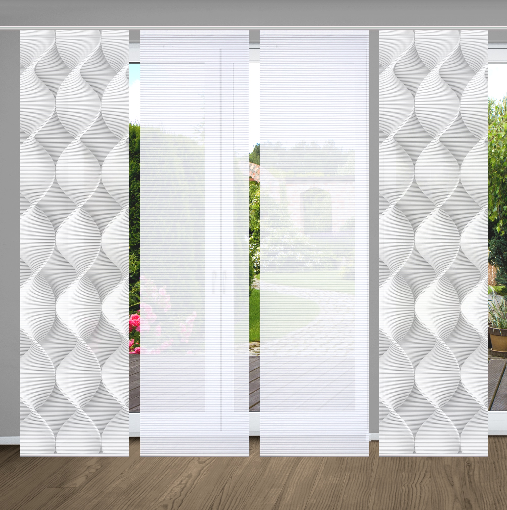 HOME in green Schiebegardine »LAMIRA« Paneelwagen 4 Stk. tlg. SET DIGITALDR günstig online kaufen