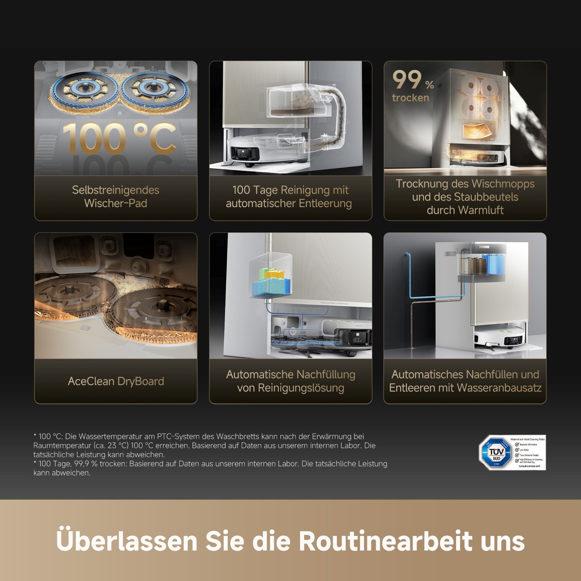 Dreame Saugroboter »mit Wischfunktion Matrix 10 Ultra« Mop-Wechsel, drei Reinigungsmittel, überwindet Hindernisse, 30.000 Pa