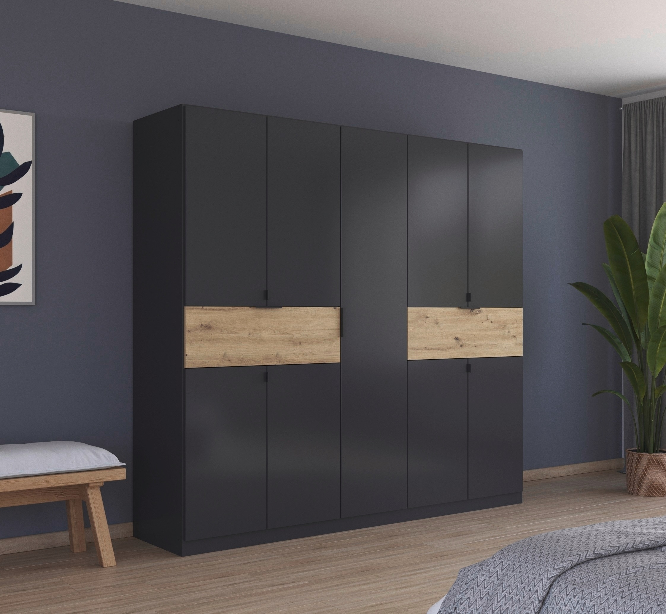 rauch Drehtürenschrank »Kleiderschrank Schrank Garderobe Wäscheschrank TICAO«, (Schubladen in der Höhe variabel positionierbar), mit 2 geräumigen Schubladen, viel Stauraum MADE IN GERMANY