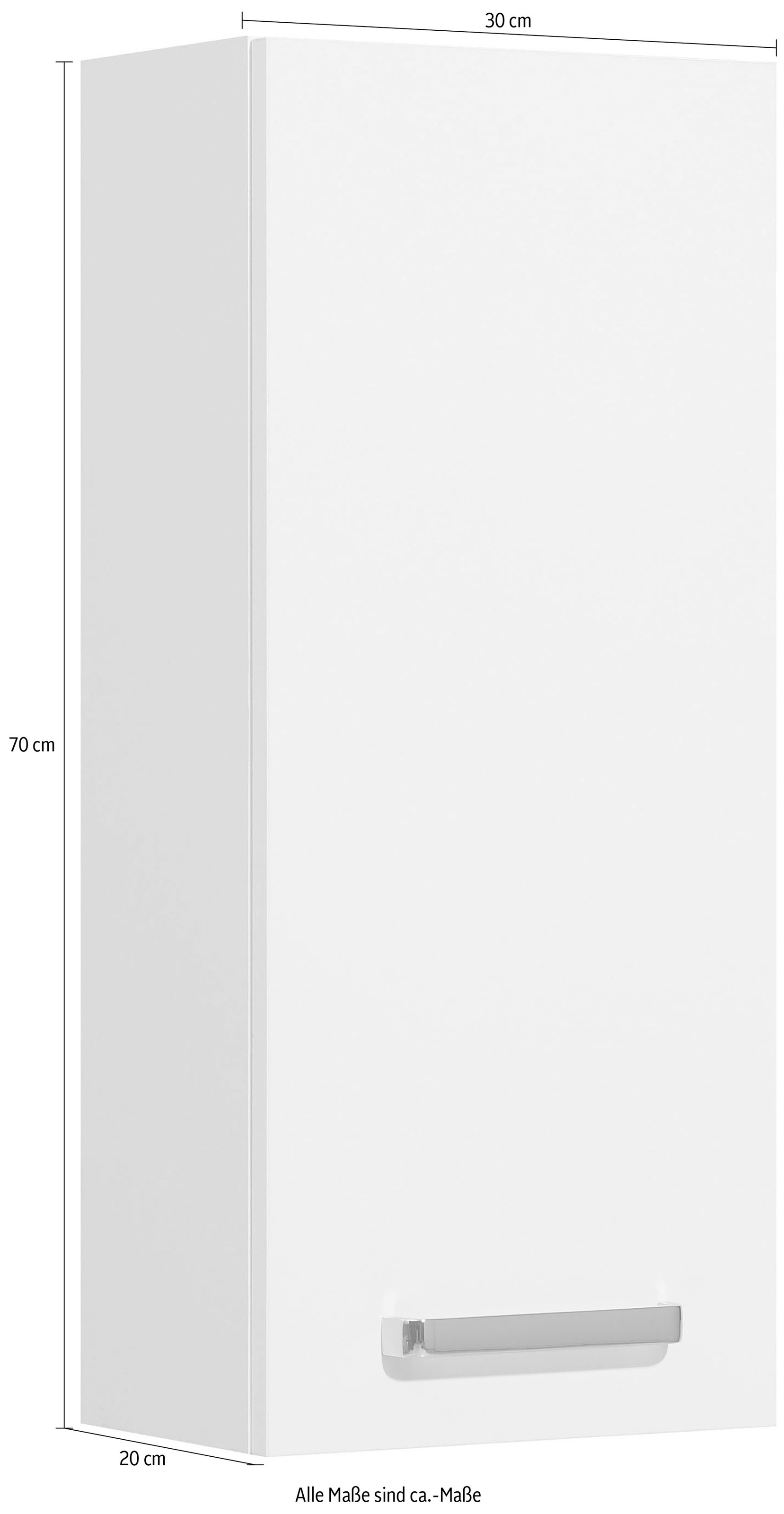 Saphir Hängeschrank »Quickset Wand-Badschrank 25 cm breit mit 1 Tür und 2 Einlegeböden«, Badezimmer-Hängeschrank inkl. Türdämpfer, Griffe in Chrom Glanz