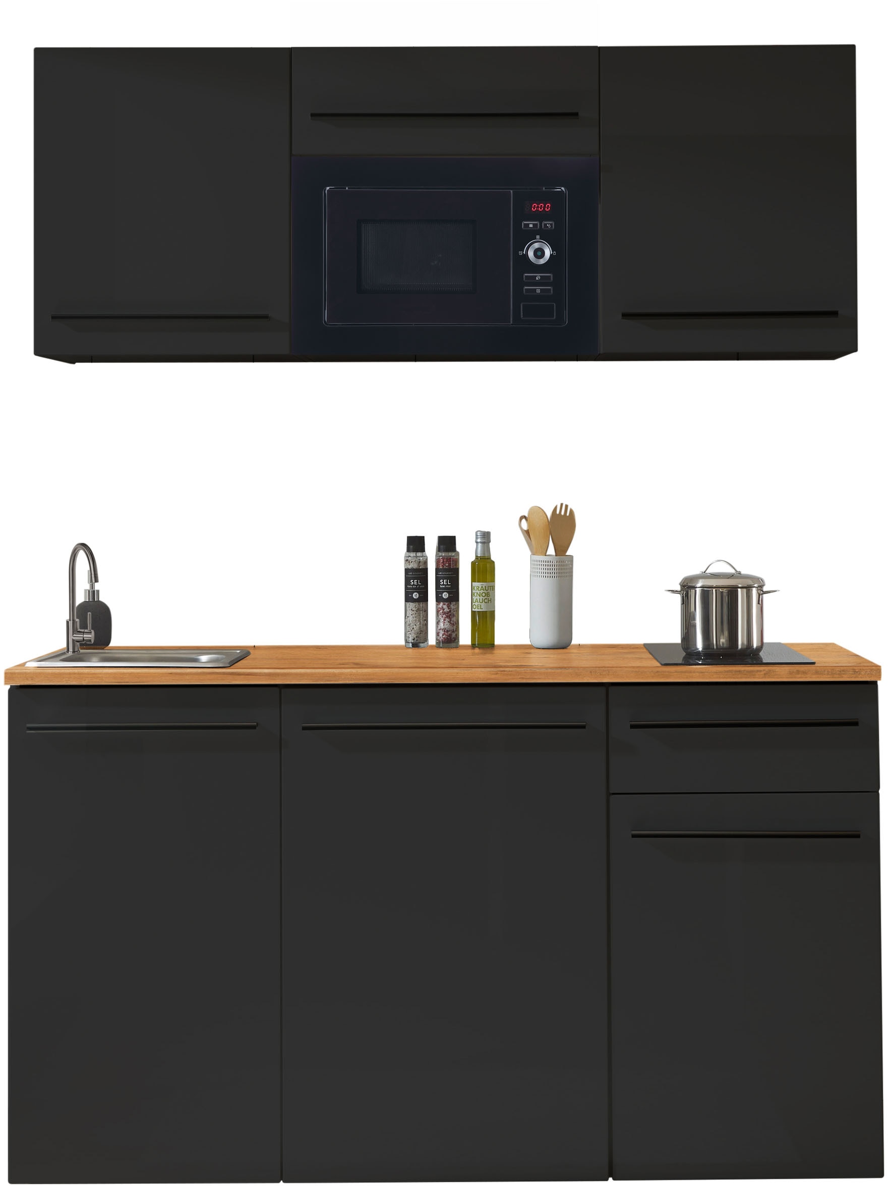 BASIC by Balculina Küchenzeile »Jazz Singleküche«, Breite 160 cm, mit und ohne Geräte lieferbar