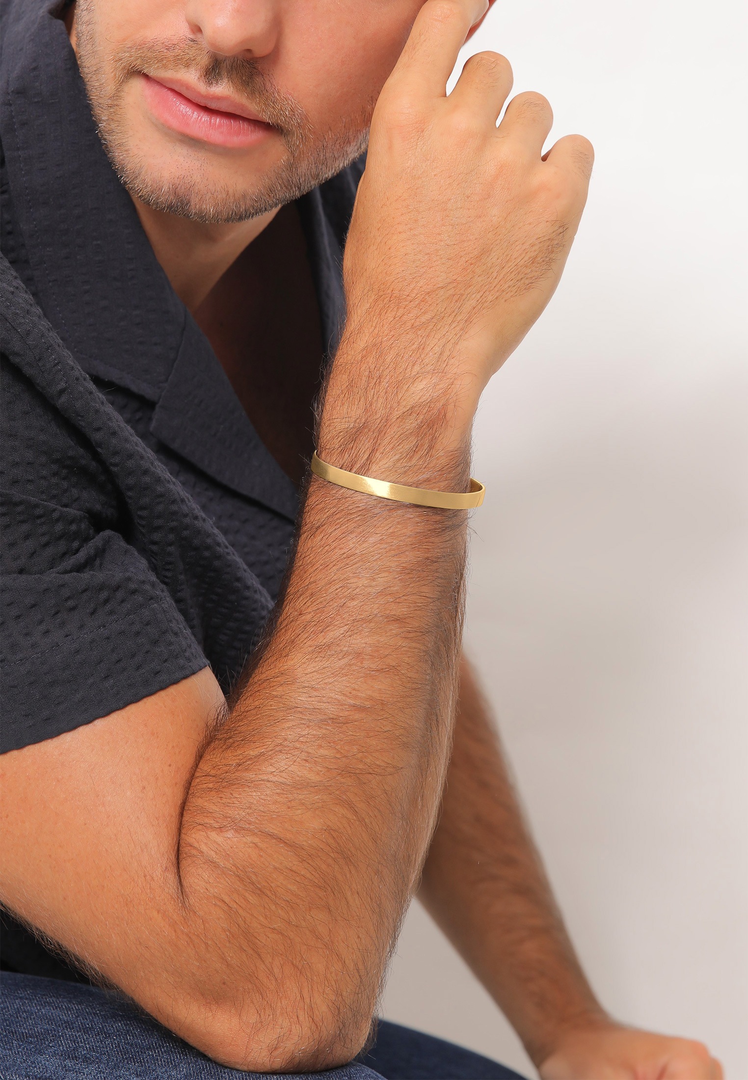 Kuzzoi Armband »Herren Basic Bangle Matt 925 Silber«