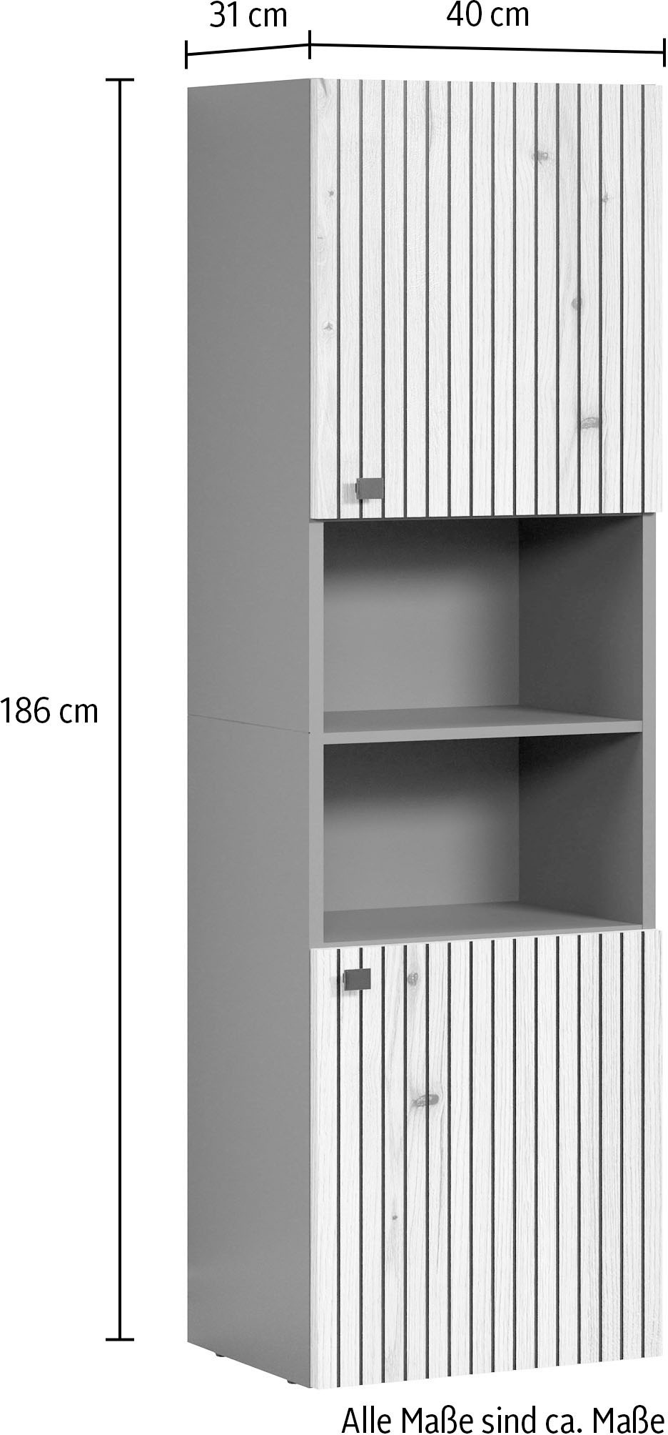 welltime Hochschrank »Amrum«, Badezimmerschrank mit und ohne Schublade - (B/T/H) 40-70/31/186 cm