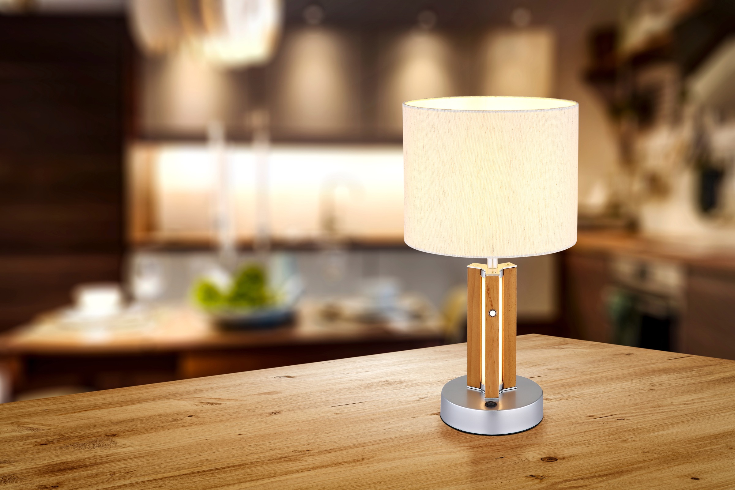 NOWA Tischleuchte »TAUGUS« E27 1 Stk. Tischlampe, Textil, Touch Ein/Aus, Wo günstig online kaufen