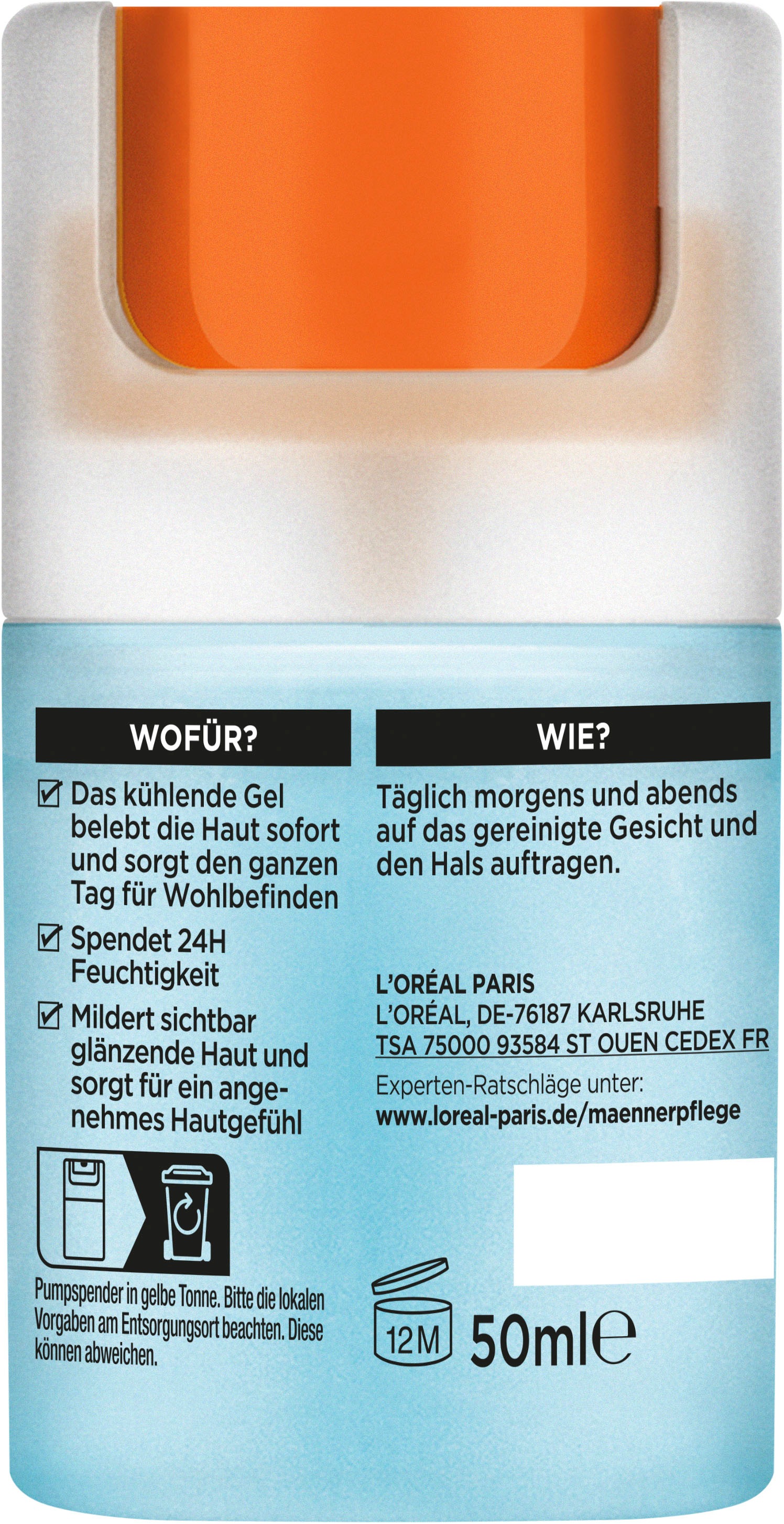 L'ORÉAL PARIS MEN EXPERT Gesichtsgel »Hydra Energy 24H Kühlendes Gel«, mit hoher Wirksamkeit