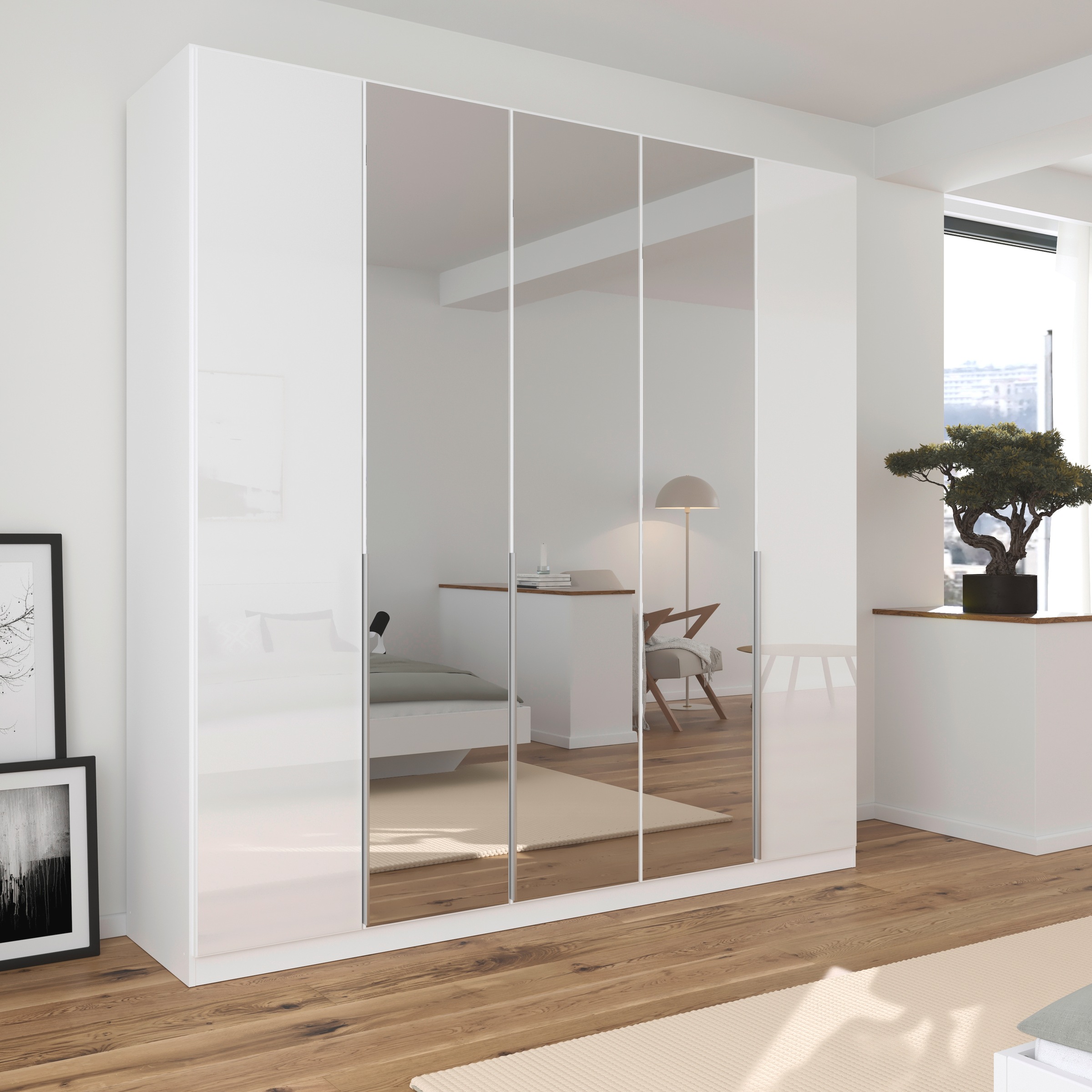 rauch Drehtürenschrank »Kleiderschrank Kleiderschränke Schrank Garderobe AGORDO mit Glasfront«, (in zwei Griff-Farben), durchdachte Innenausstattung, in 6 Breiten und 2 Höhen MADE IN GERMANY
